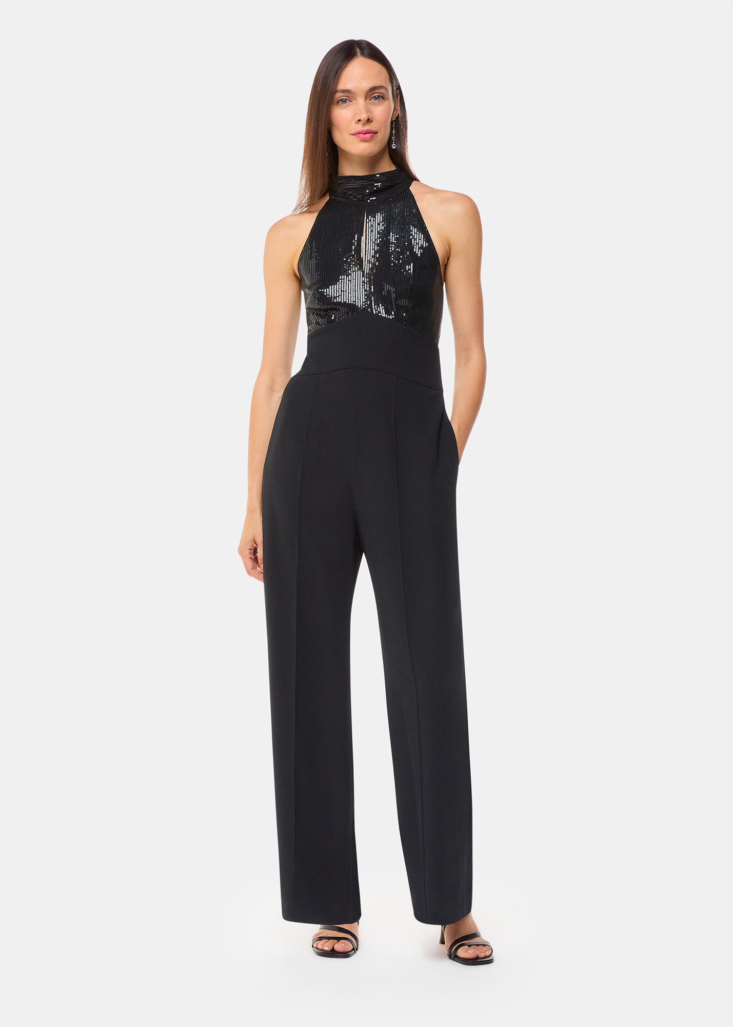Whistles Women's Black Leah Sequin Bodice Jumpsuit Size 6