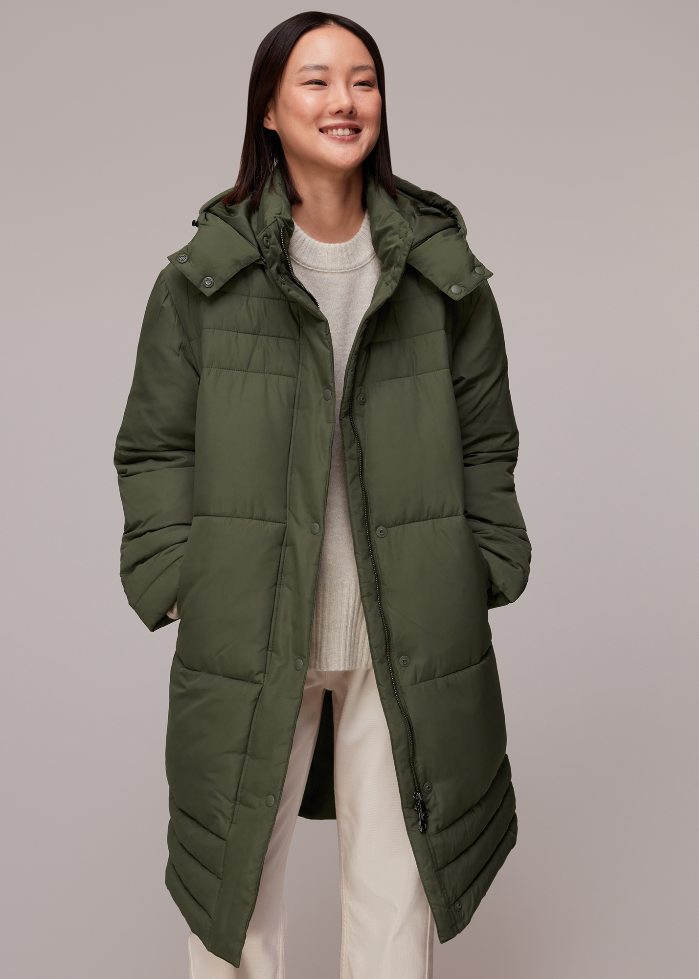 Whistles Women's Khaki Becky Longline Puffer Size L