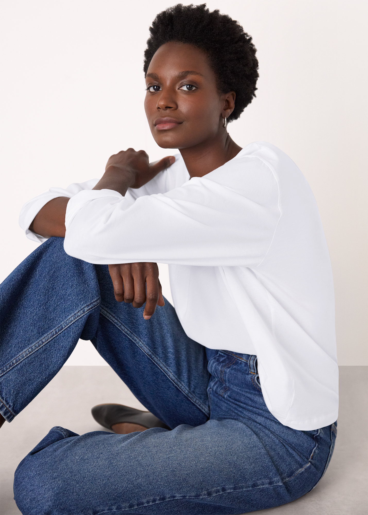 Whistles Women's White Relaxed Long Sleeve Tee Size XS