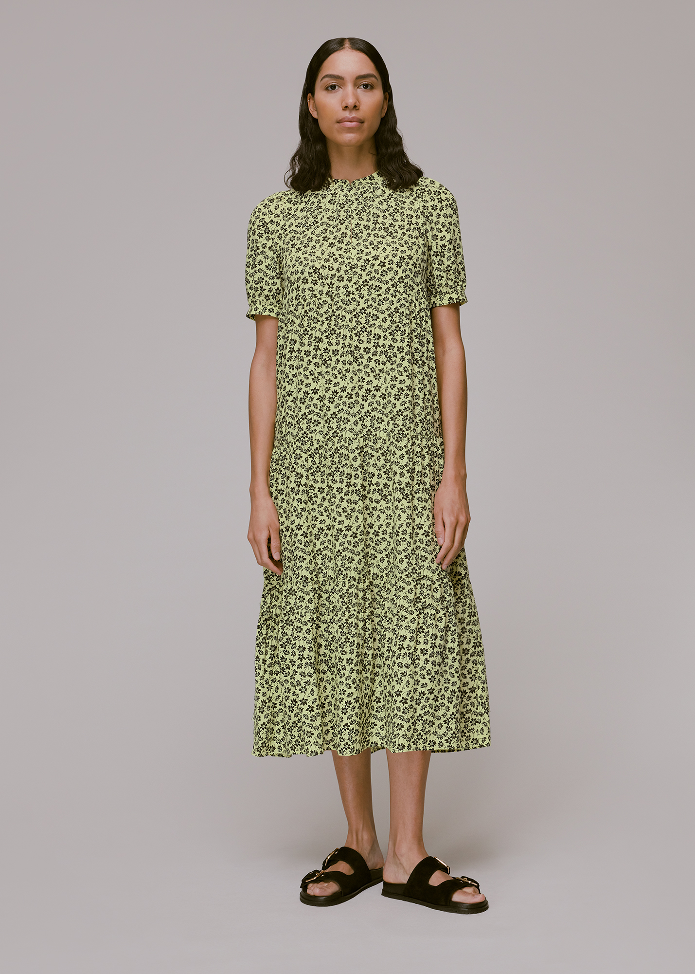 Whistles Women's Yellow/Multi Buttercup Floral Trapeze Dress Size 12