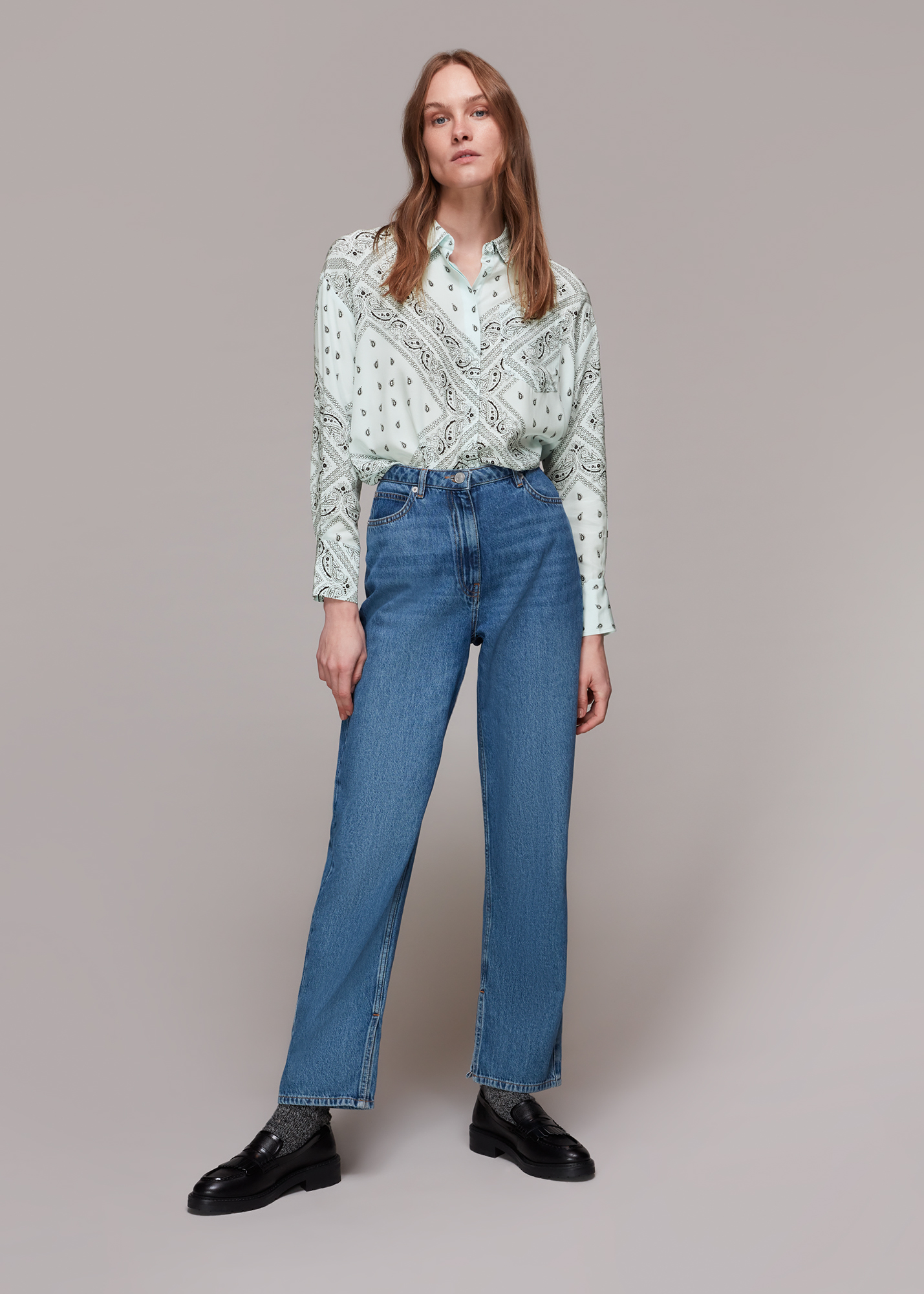 Whistles Women's Multicolour Bandana Print Oversized Shirt Size 10