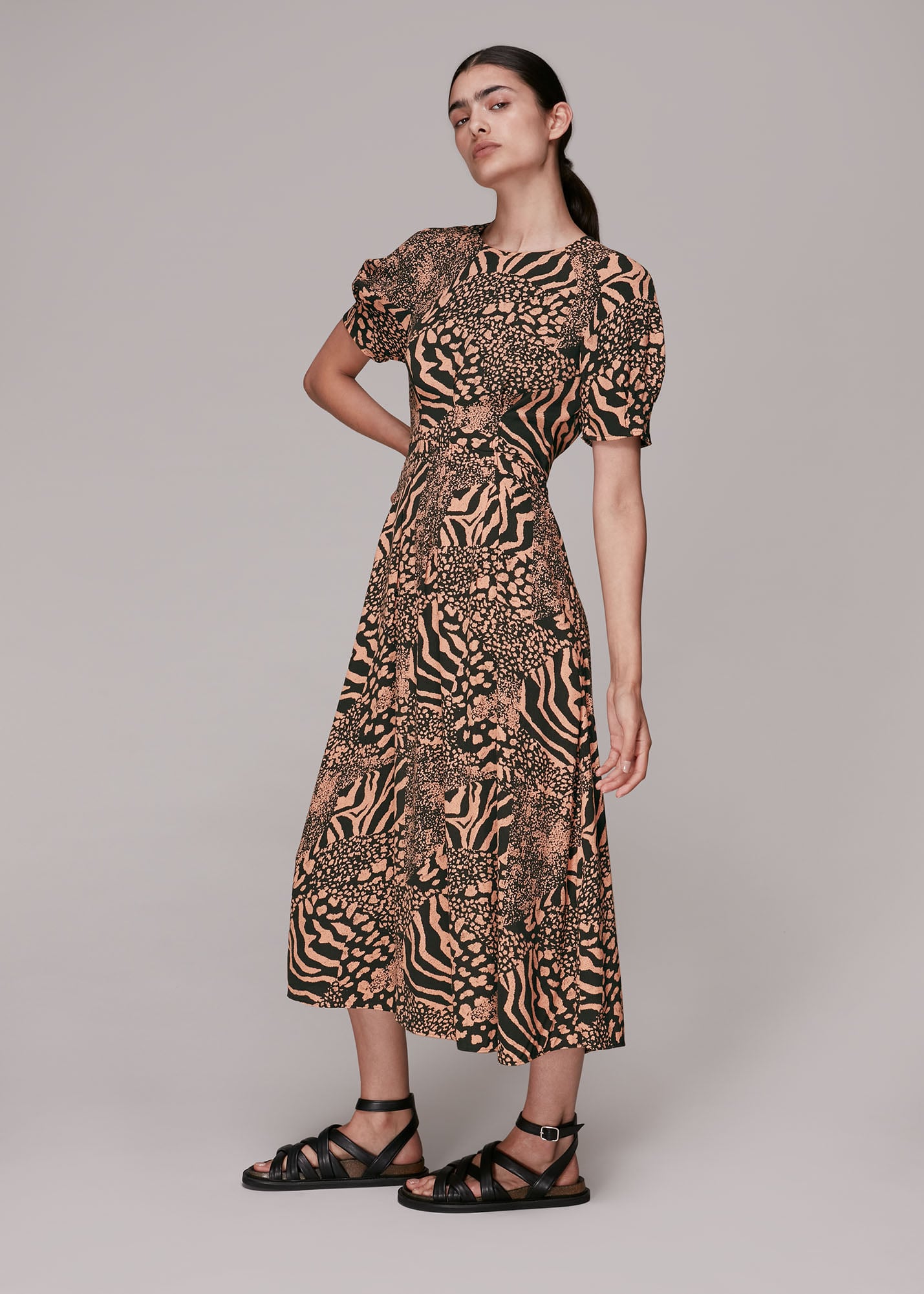 Whistles Women's Multicolour Anya Patchwork Animal Dress Size 8