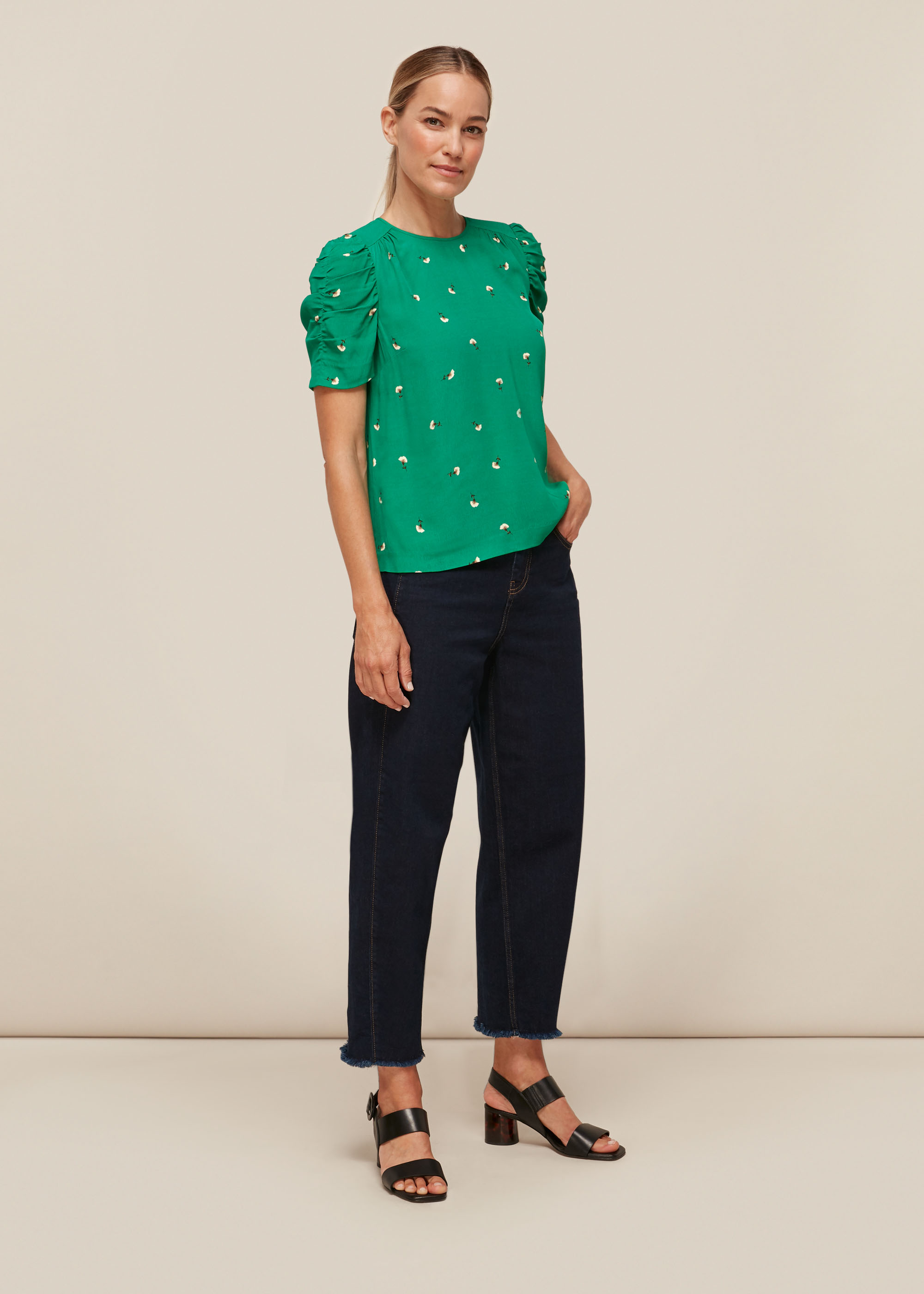 Whistles Women's Green/Multi Romantic Floral Nelly Top Size 6
