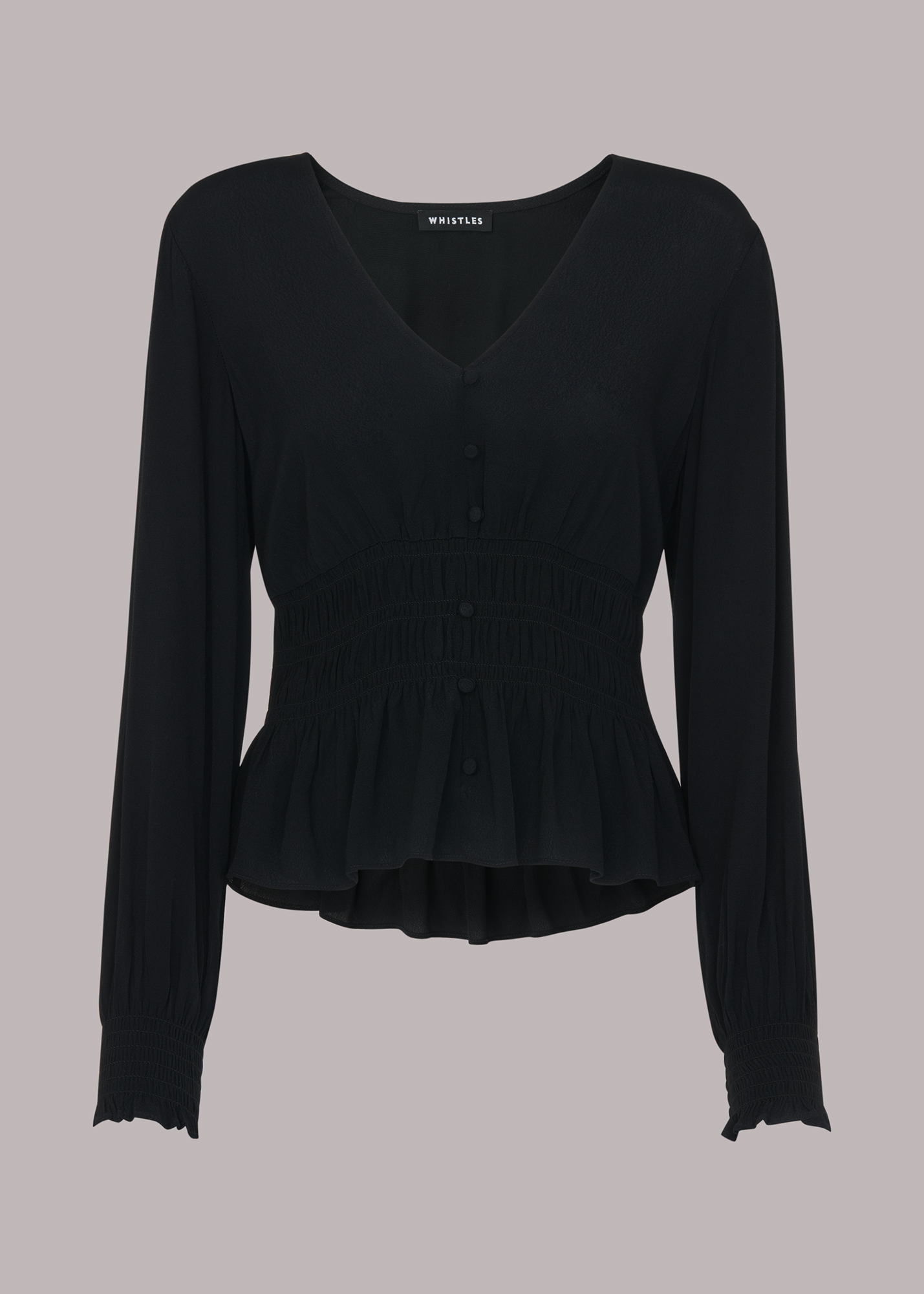Whistles Women's Black Jenny Peplum Top Size 4