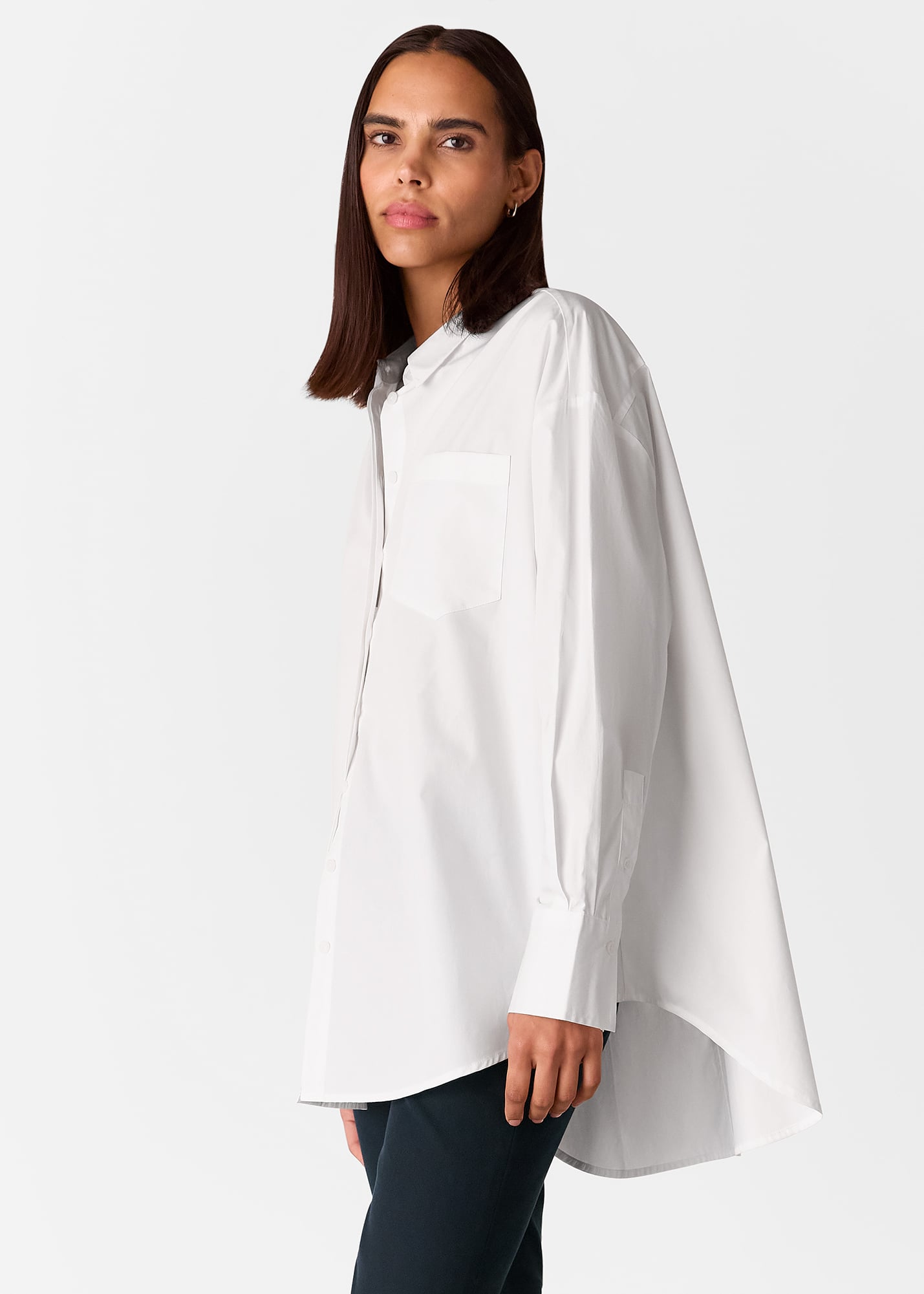 Whistles Women's White Oversized Cotton Shirt Size 12