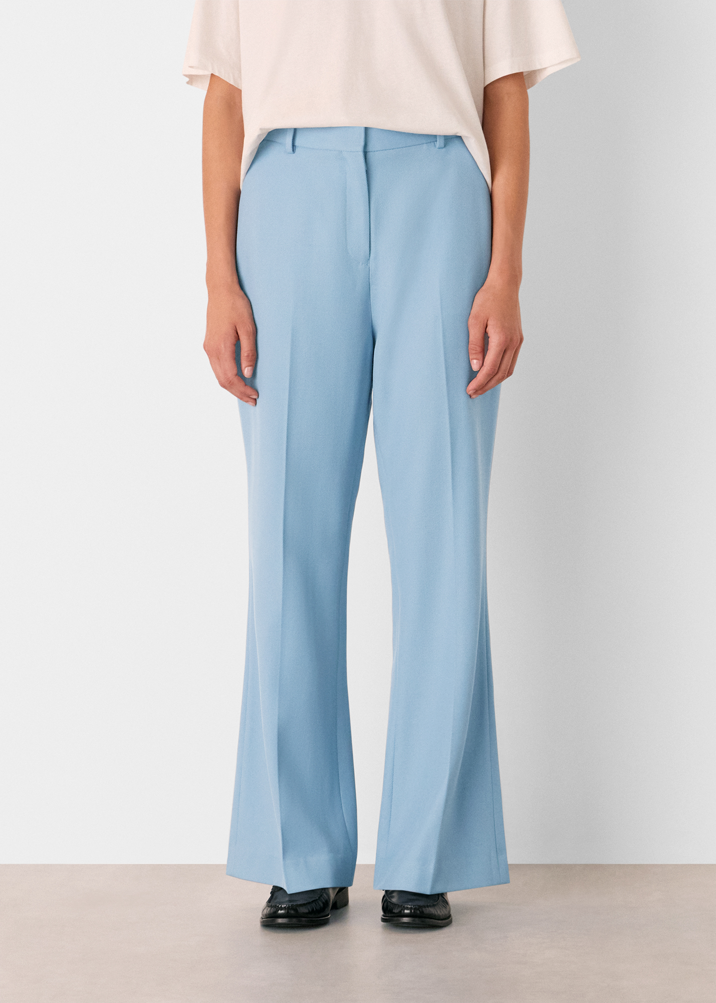 Whistles Women's Blue Wool Blend Tailored Trouser Size 18