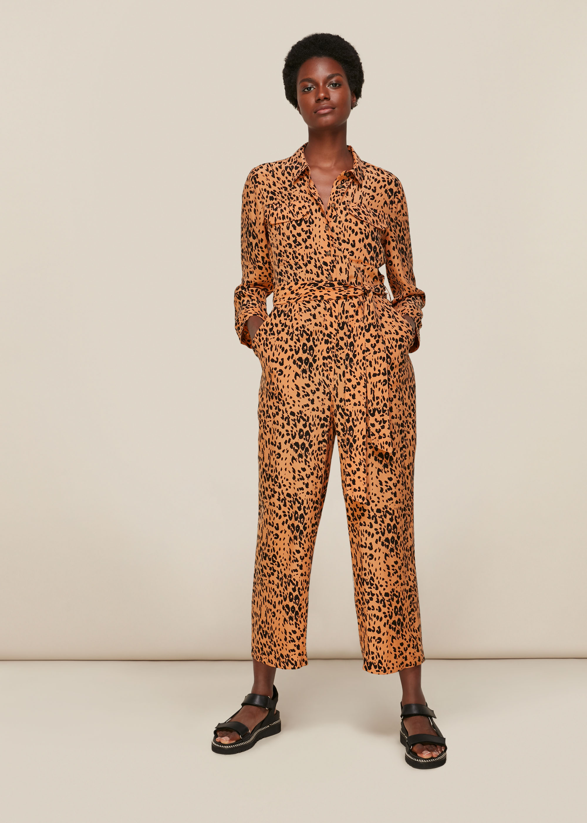 Whistles Women's Multicolour Safari Print Jumpsuit Size 8