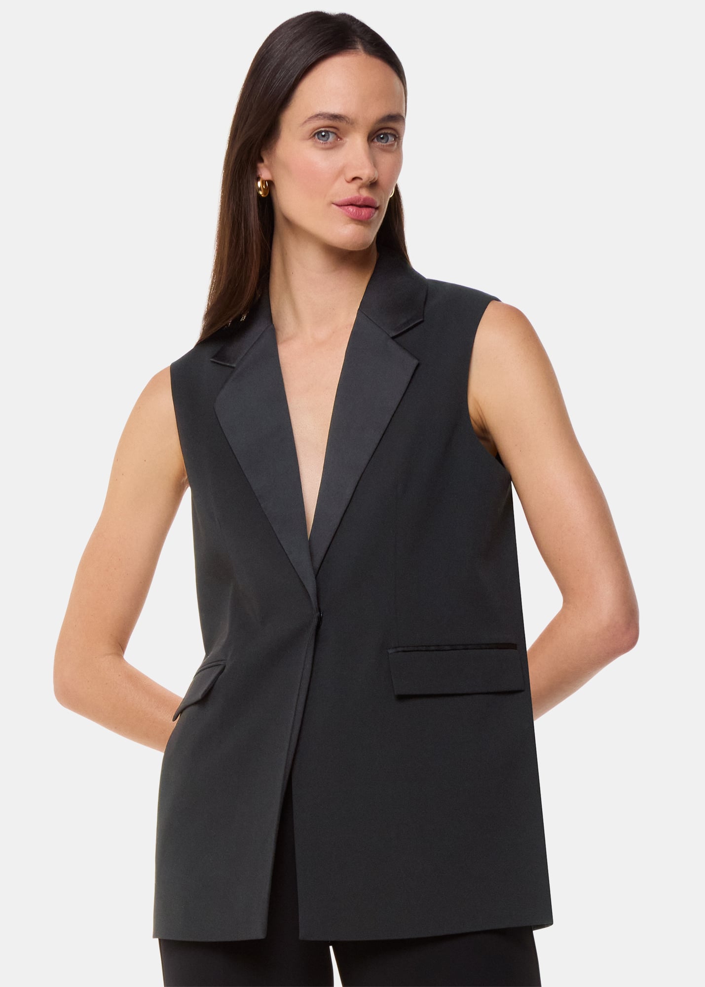 Whistles Women's Black Hilda Tuxe Tailored Waistcoat Size 8