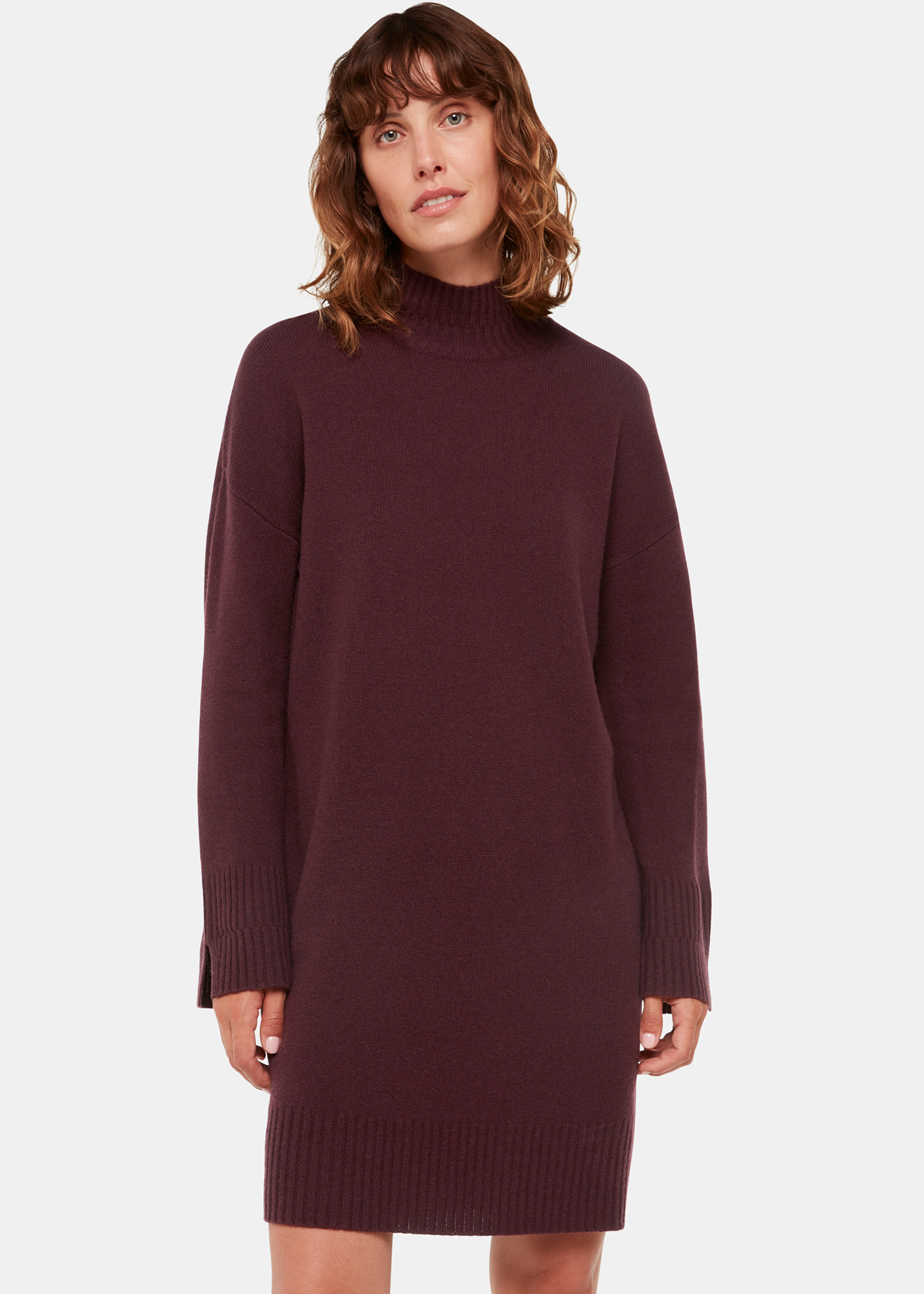 Whistles Women's Burgundy Amelia Wool Knitted Dress Size M