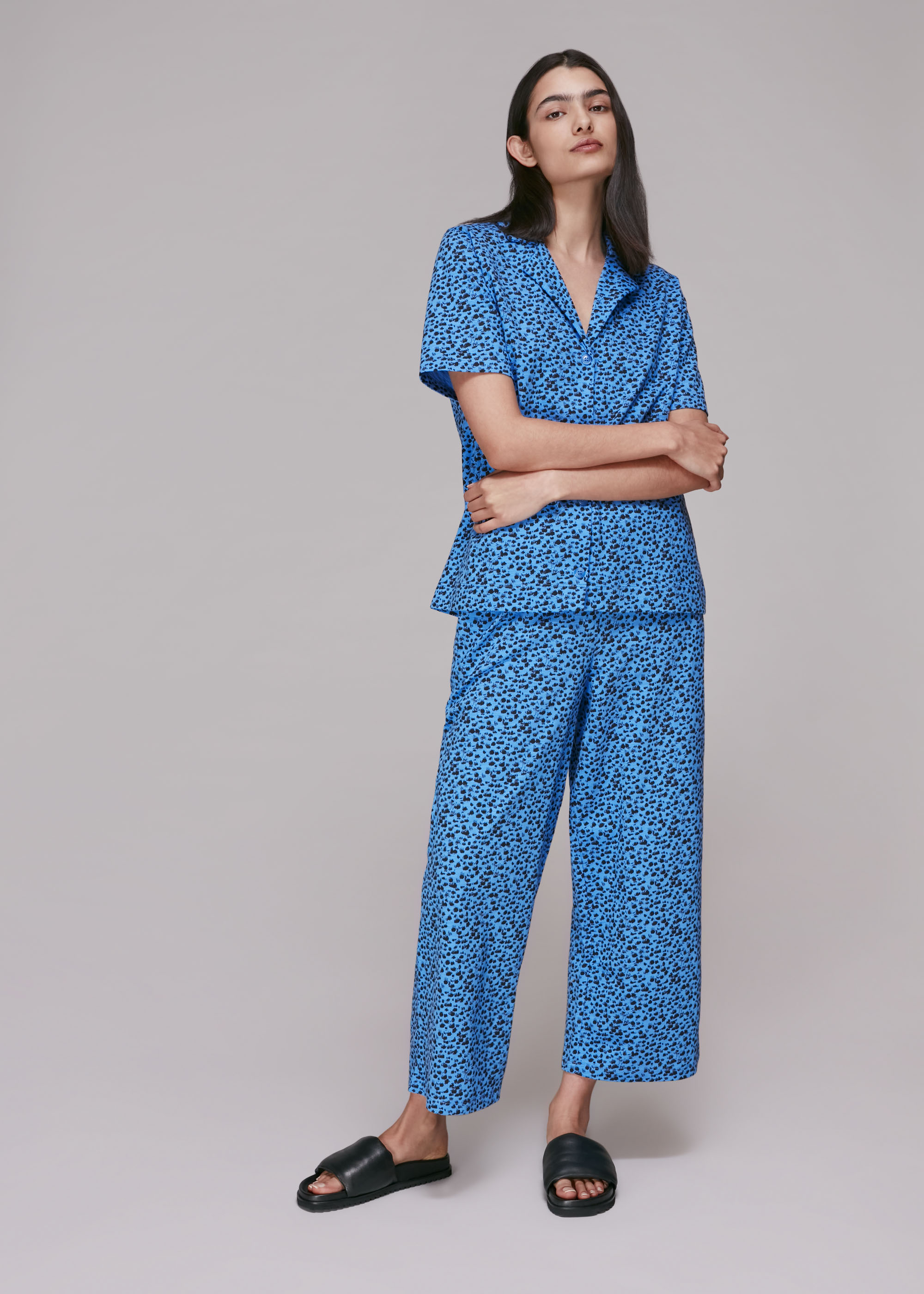 Whistles Women's Blue/Multi Brushmark Animal Print Pyjamas Size XS