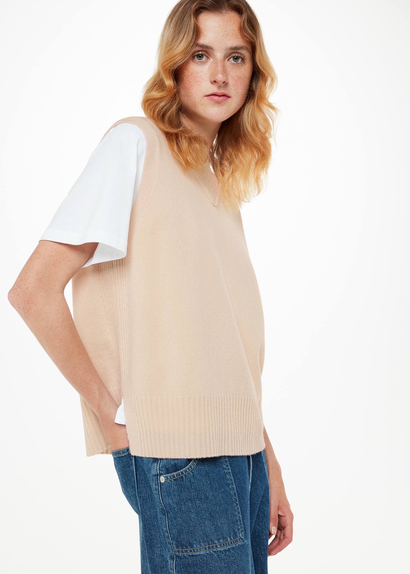 Whistles Women's Ivory Wool V Neck Tank Size XS