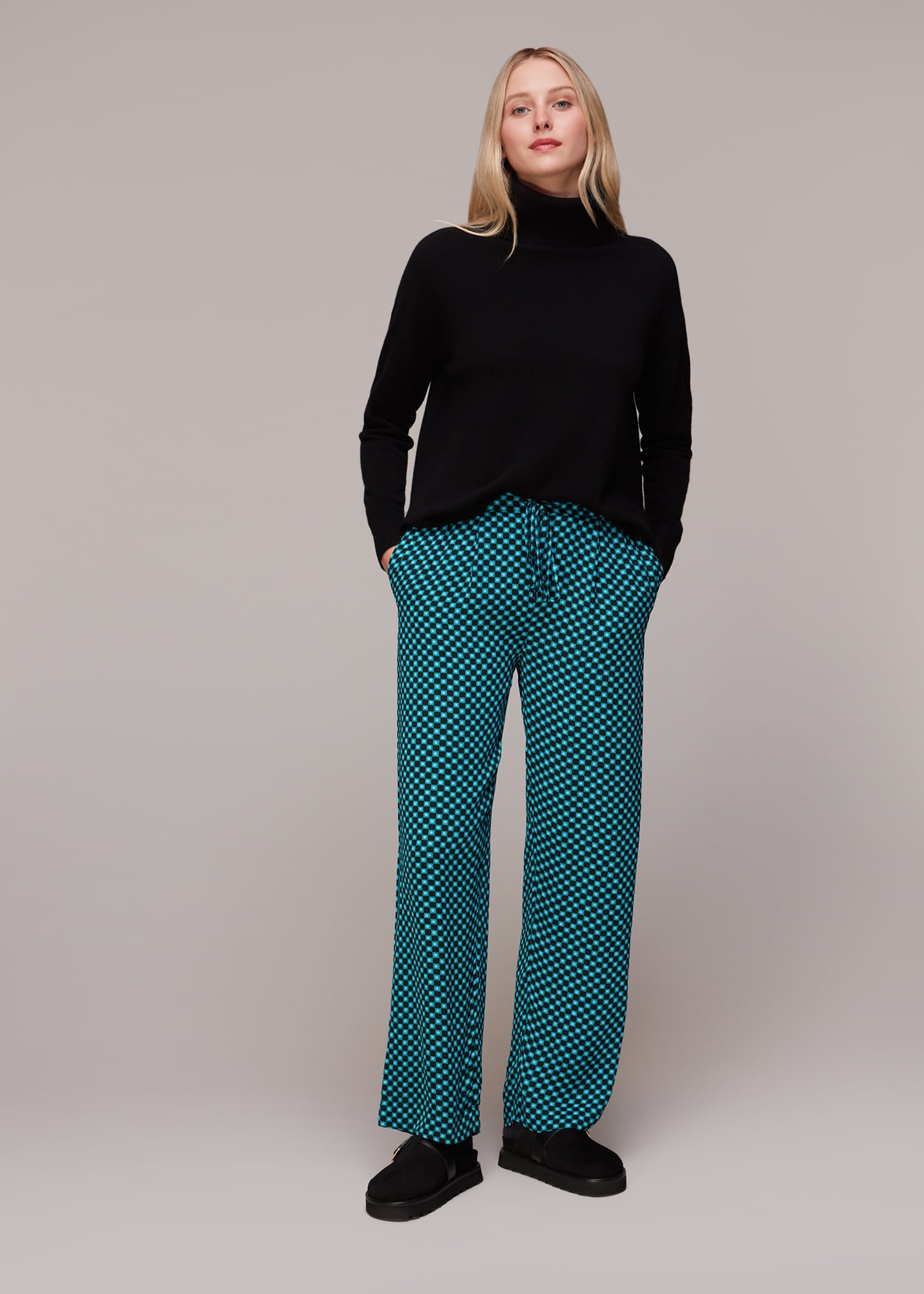 Whistles Women's Multicolour Pippa Star Check Print Trouser Size 4