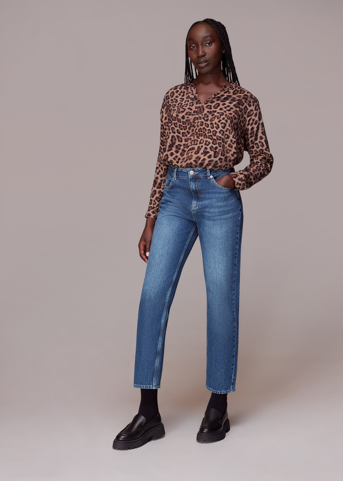 Whistles Women's Leopard Print Meara Jungle Cheetah Blouse Size 8