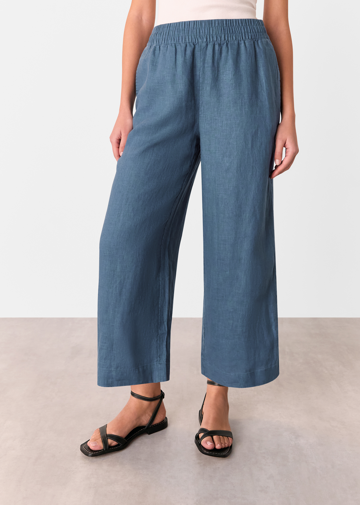 Whistles Women's Blue Linen Pocket Trouser Size 8