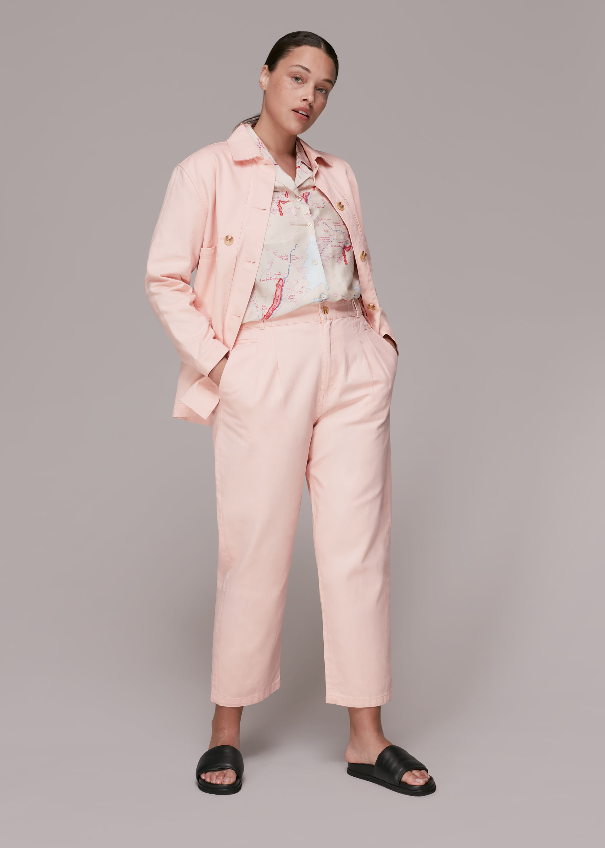 Whistles Women's Pale Pink Elasticated Waist Trouser Size 8