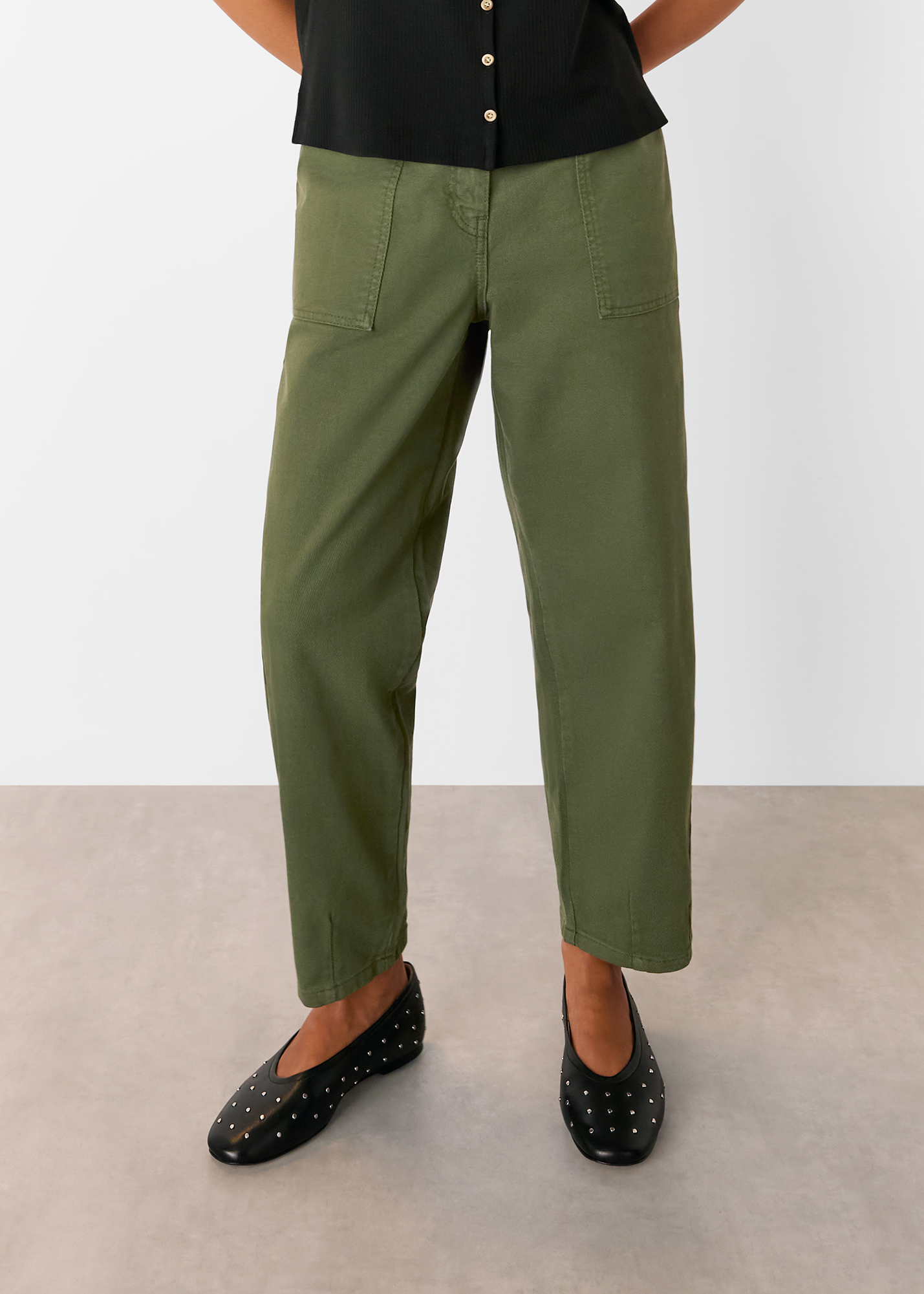 Whistles Women's Khaki Petite Tessa Casual Trouser Size 18