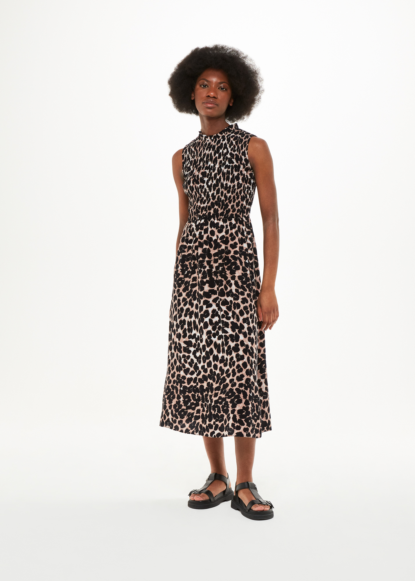 Whistles Women's Leopard Print Heidi Leopard Spot Midi Dress Size 8
