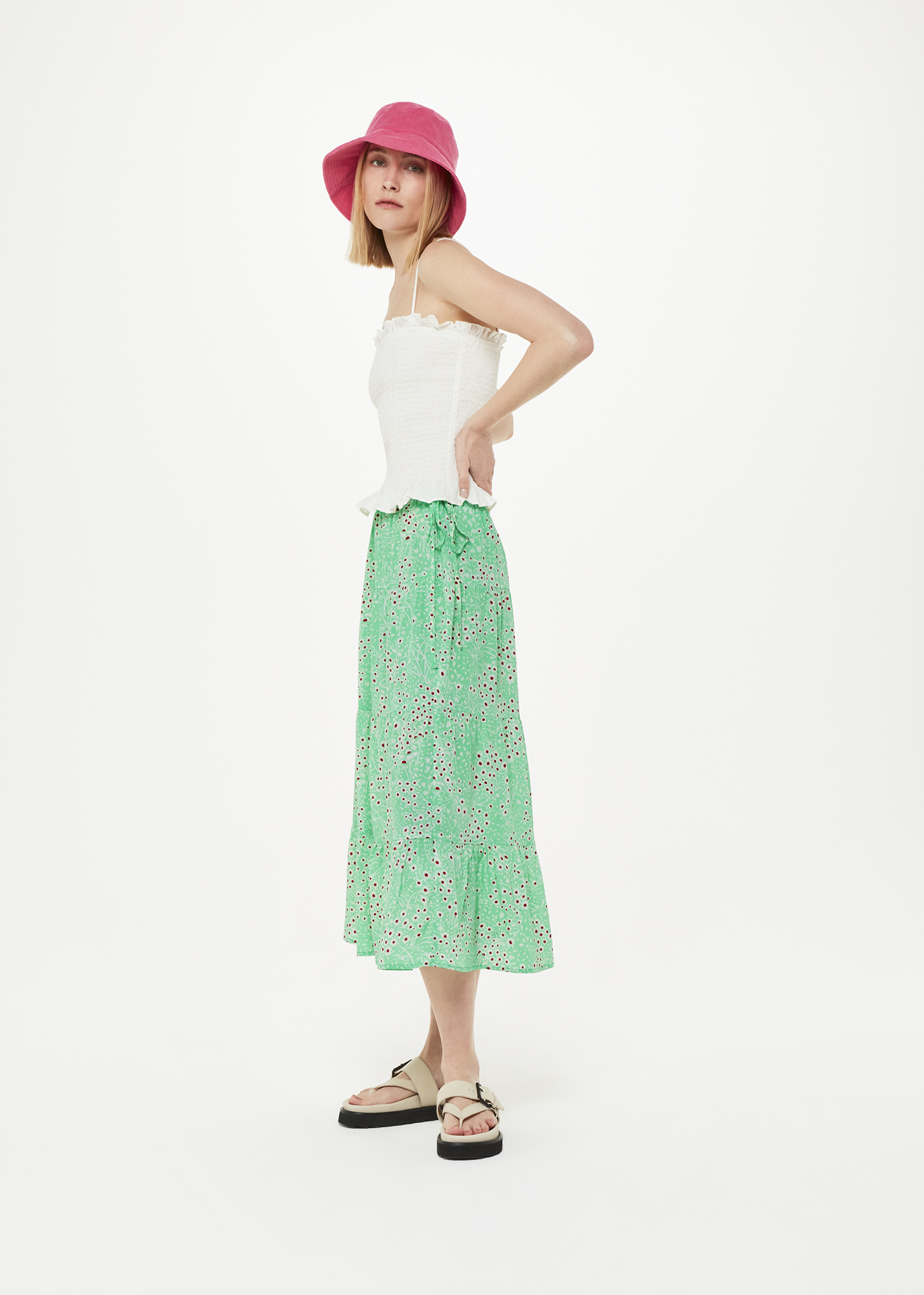 Whistles Women's Green/Multi Daisy Meadow Tie Side Skirt Size 10