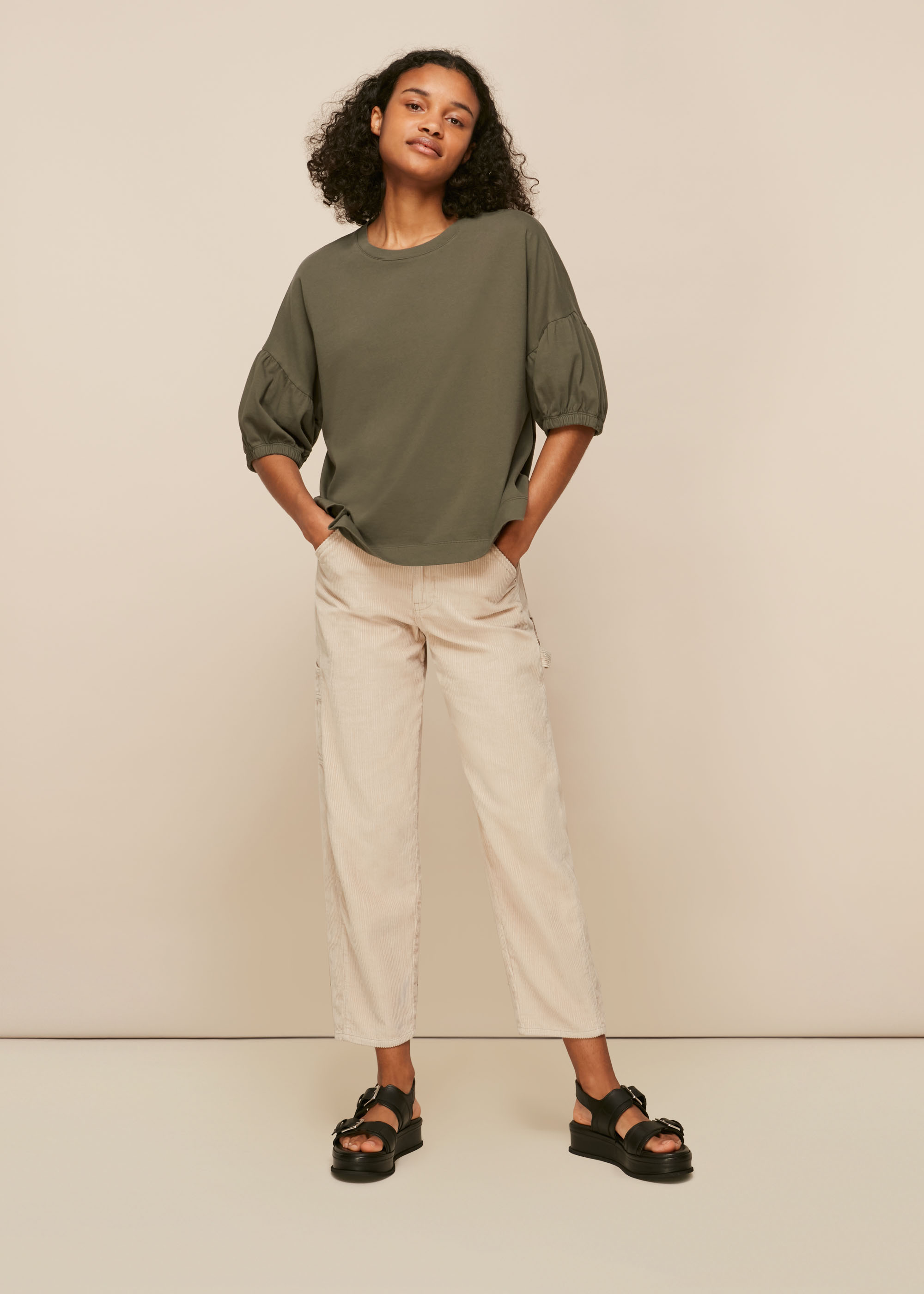 Whistles Women's Khaki Oversized Sleeve Tee Size XS