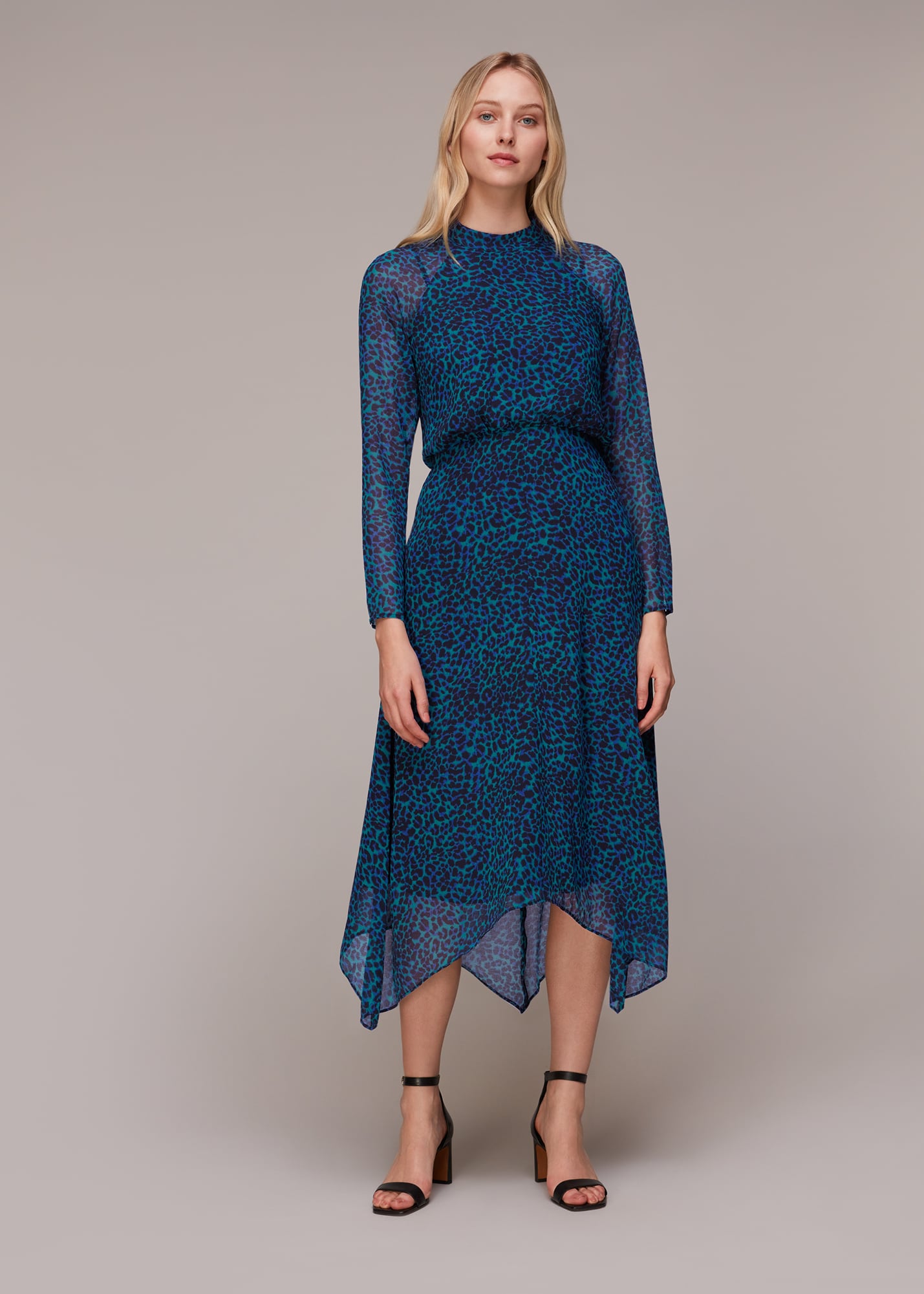 Whistles Women's Teal/Multi Forest Leopard Carlotta Dress Size 6