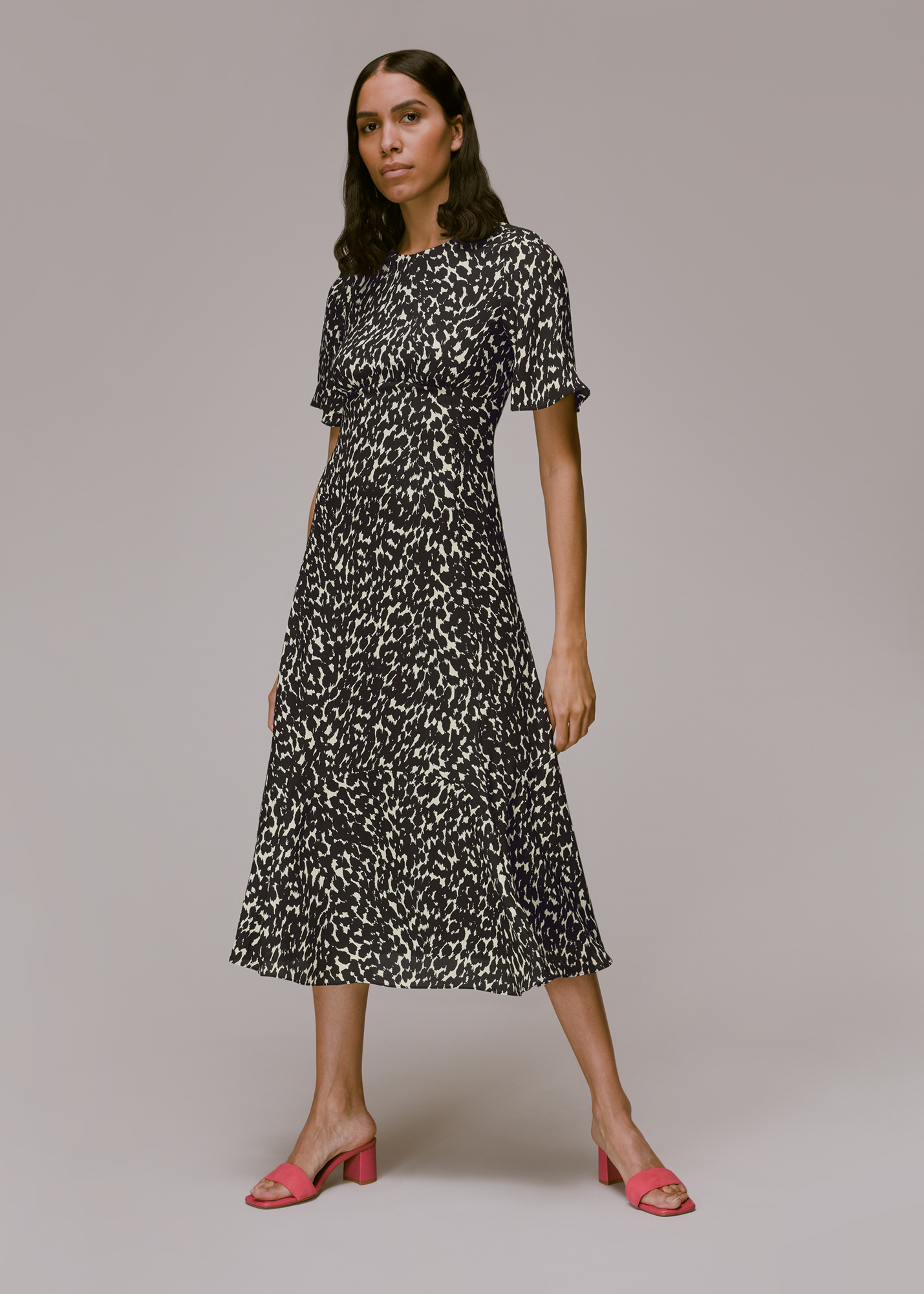Whistles Women's Black/Multi Sahara Cat Alana Dress Size 6