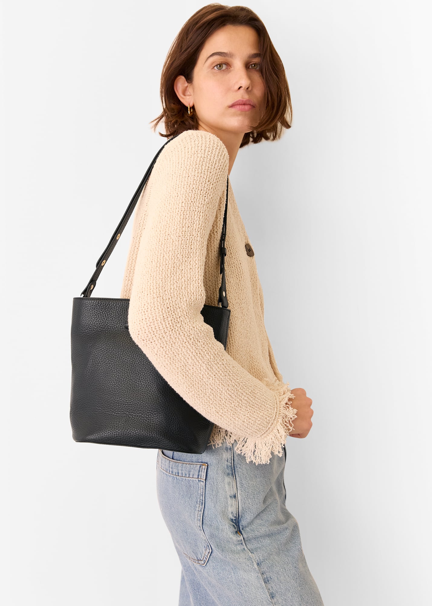 Whistles Women's Black Cleo Toggle Bucket Bag 
