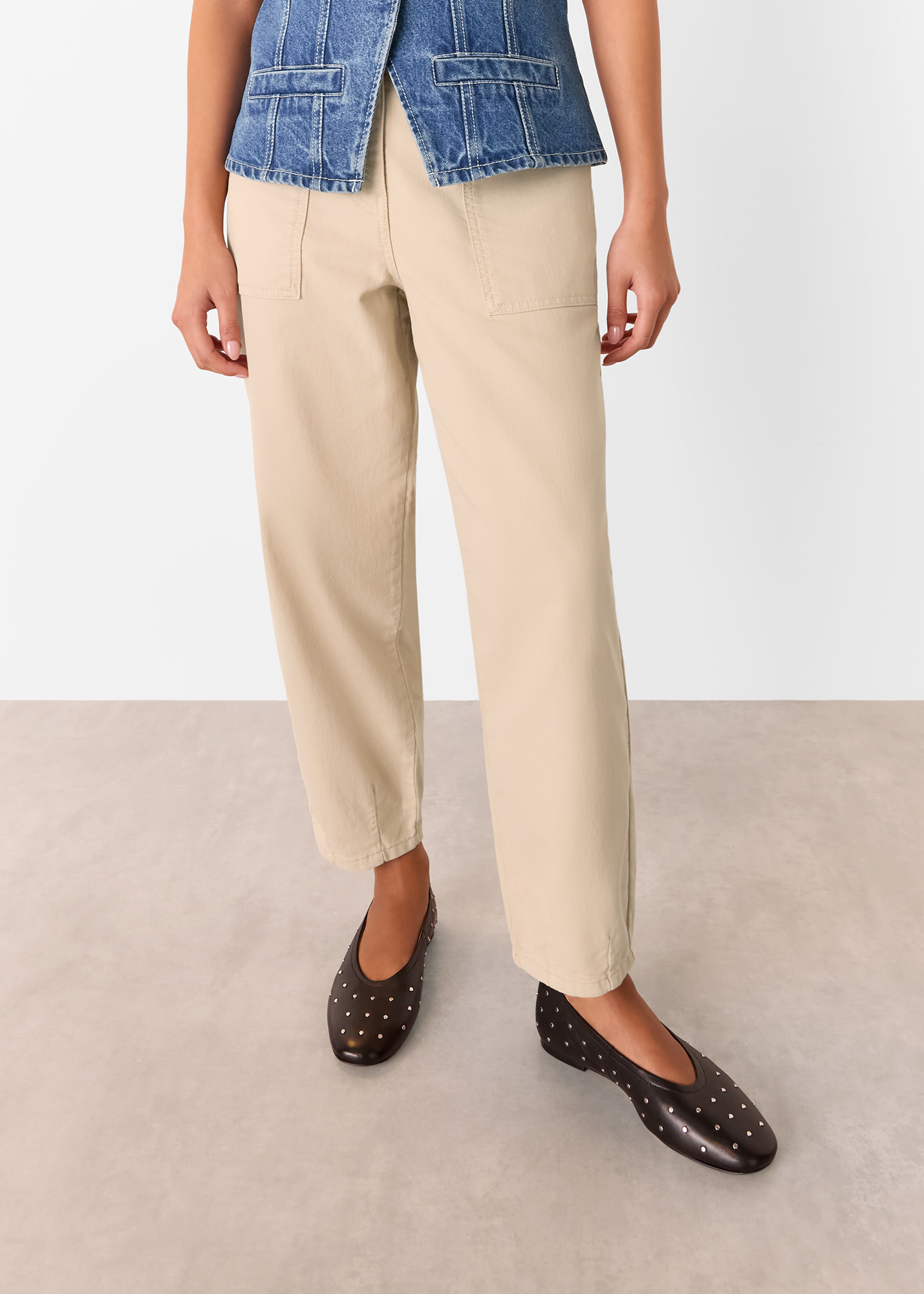 Whistles Women's Neutral Petite Tessa Casual Trouser Size 18