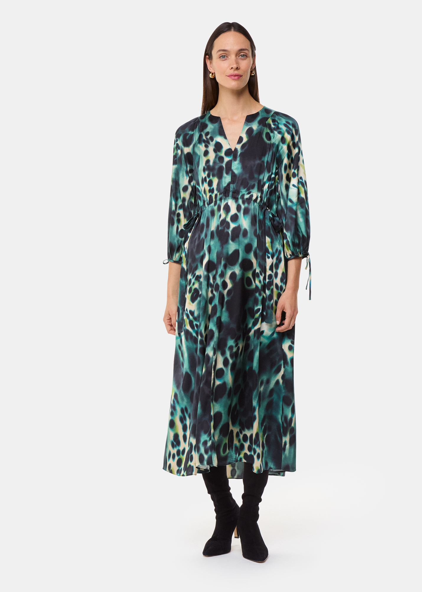 Whistles Women's Green/Multi Misty Leopard Print Dress Size 18
