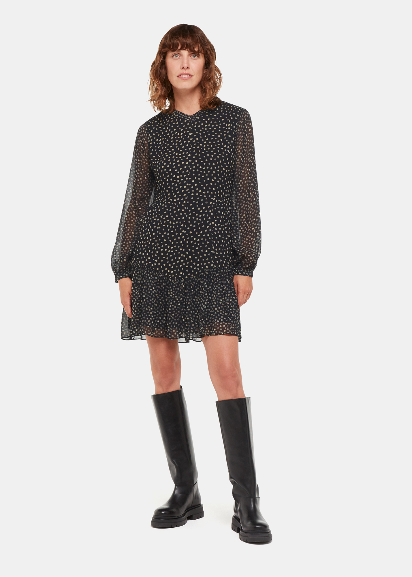 Whistles Women's Black/Multi Speckled Polka Dot Dress Size 6