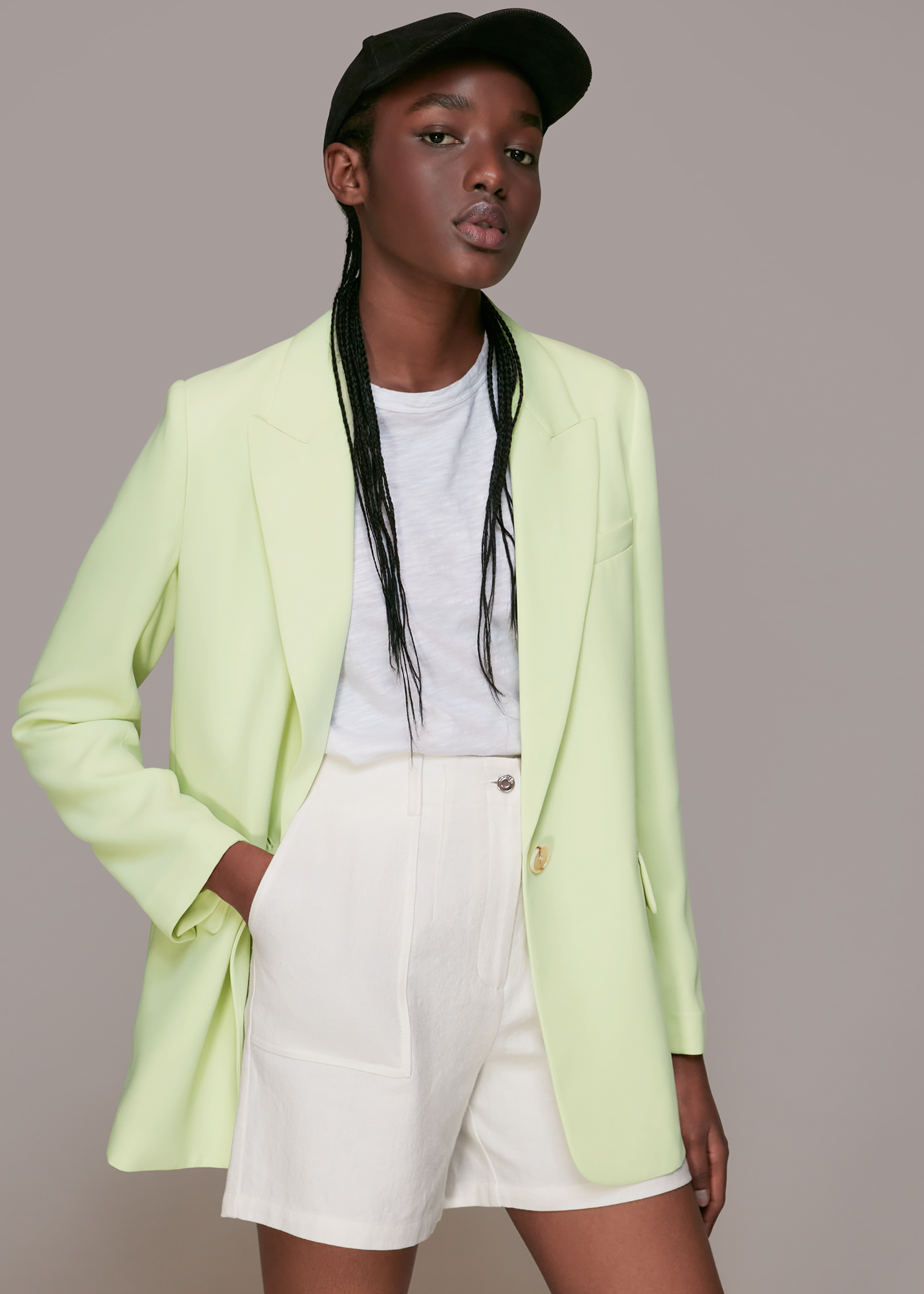 Whistles Women's Lime Boyfriend Crepe Blazer Size 4