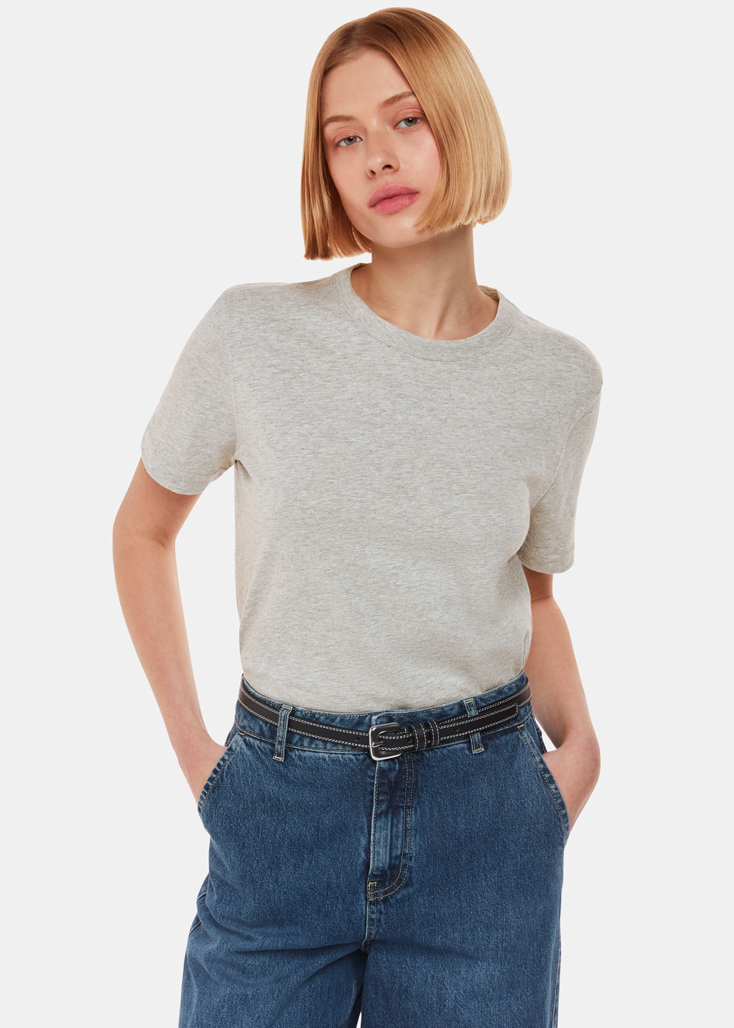 Whistles Women's Grey Marl Ultimate Emily T-Shirt Size XS