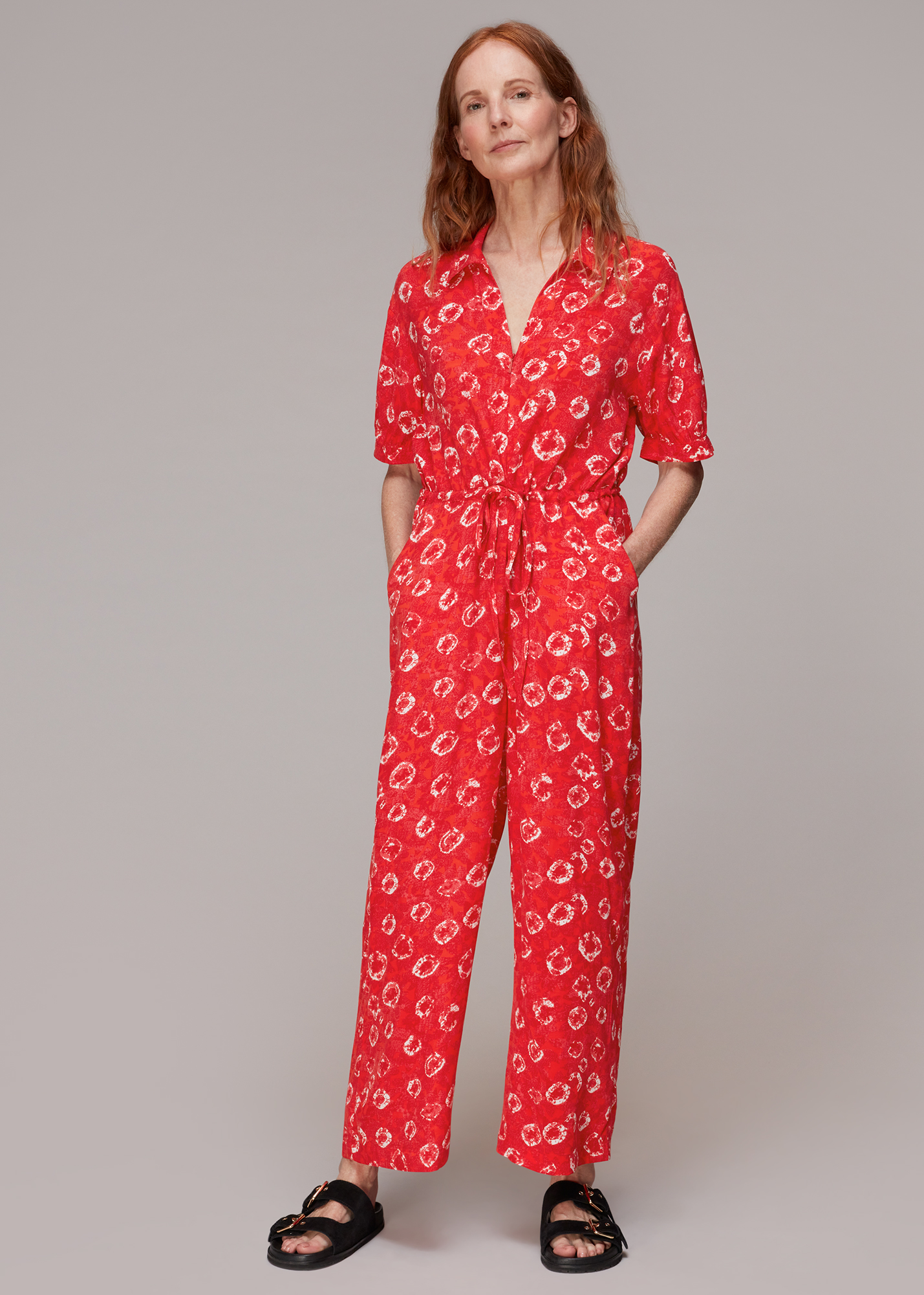 Whistles Women's Multicolour Jenny Tie Dye Floral Jumpsuit Size 4