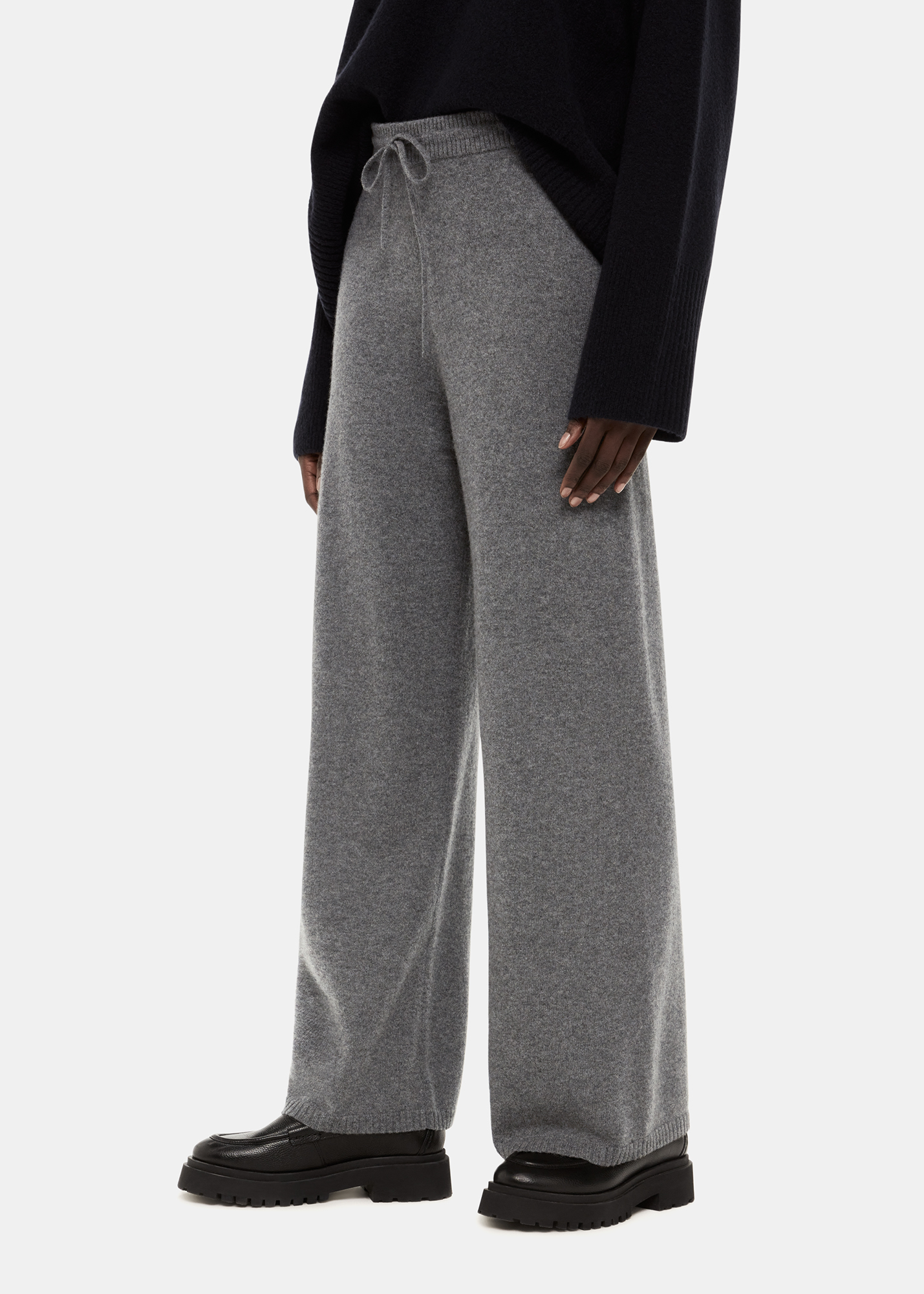 Whistles Women's Grey Cashmere Straight Leg Jogger Size L