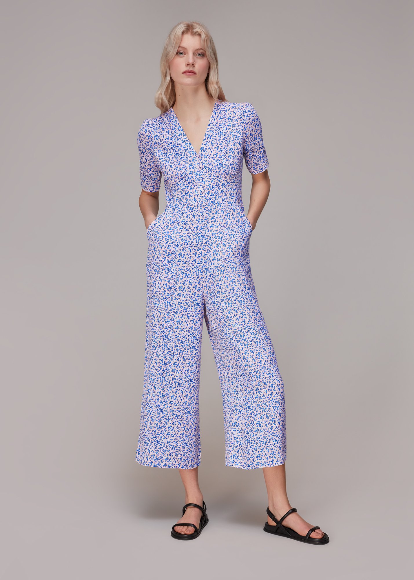 Whistles Women's Multicolour Floral Garden Print Jumpsuit Size 16