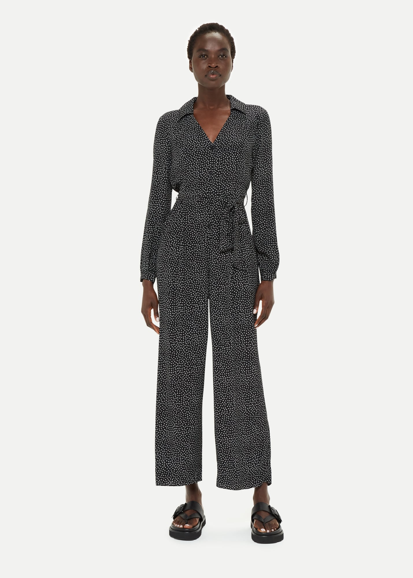 Whistles Women's Black/White Leah Scattered Y Jumpsuit Size 6