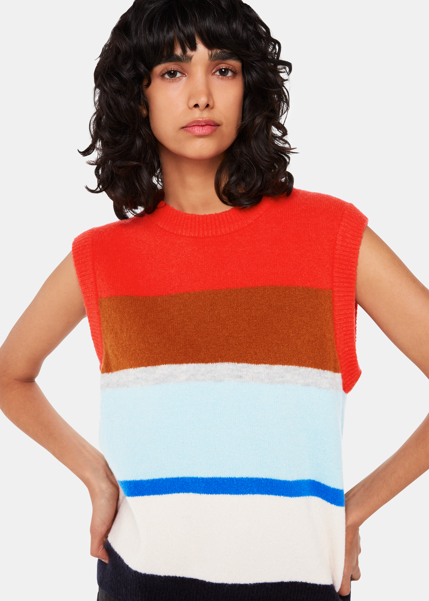 Whistles Women's Multicolour Block Stripe Tank Size M