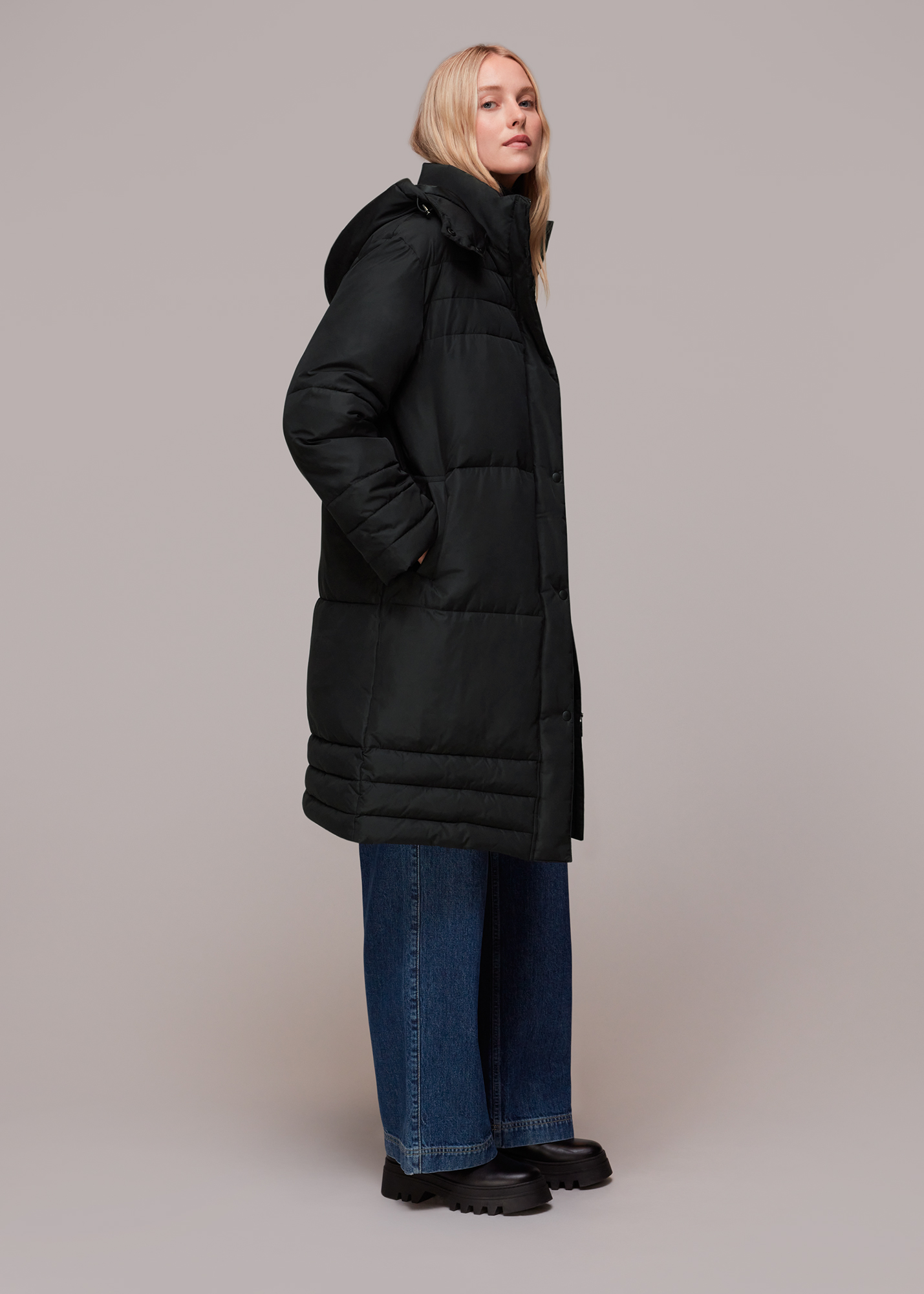 Whistles Women's Black Becky Longline Puffer Size XS