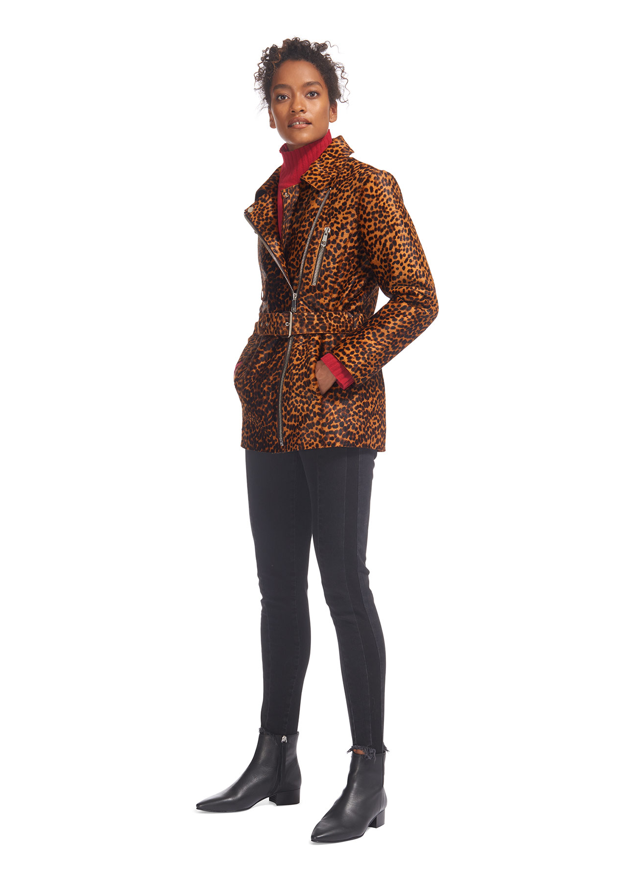 Whistles Women's Multicolour Leopard Leather Biker Size 6