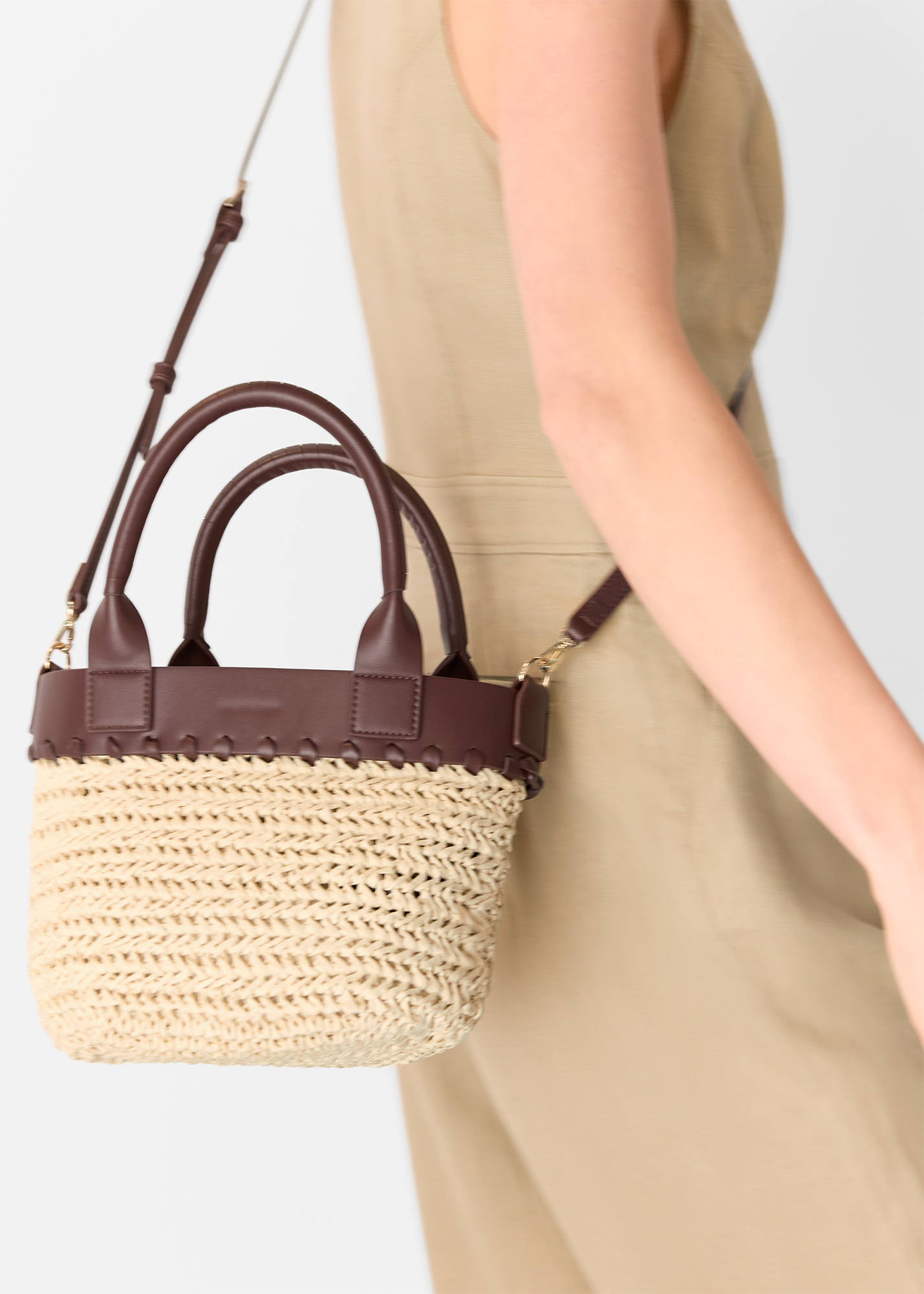 Whistles Women's Neutral May Collar Straw Crossbody Bag 