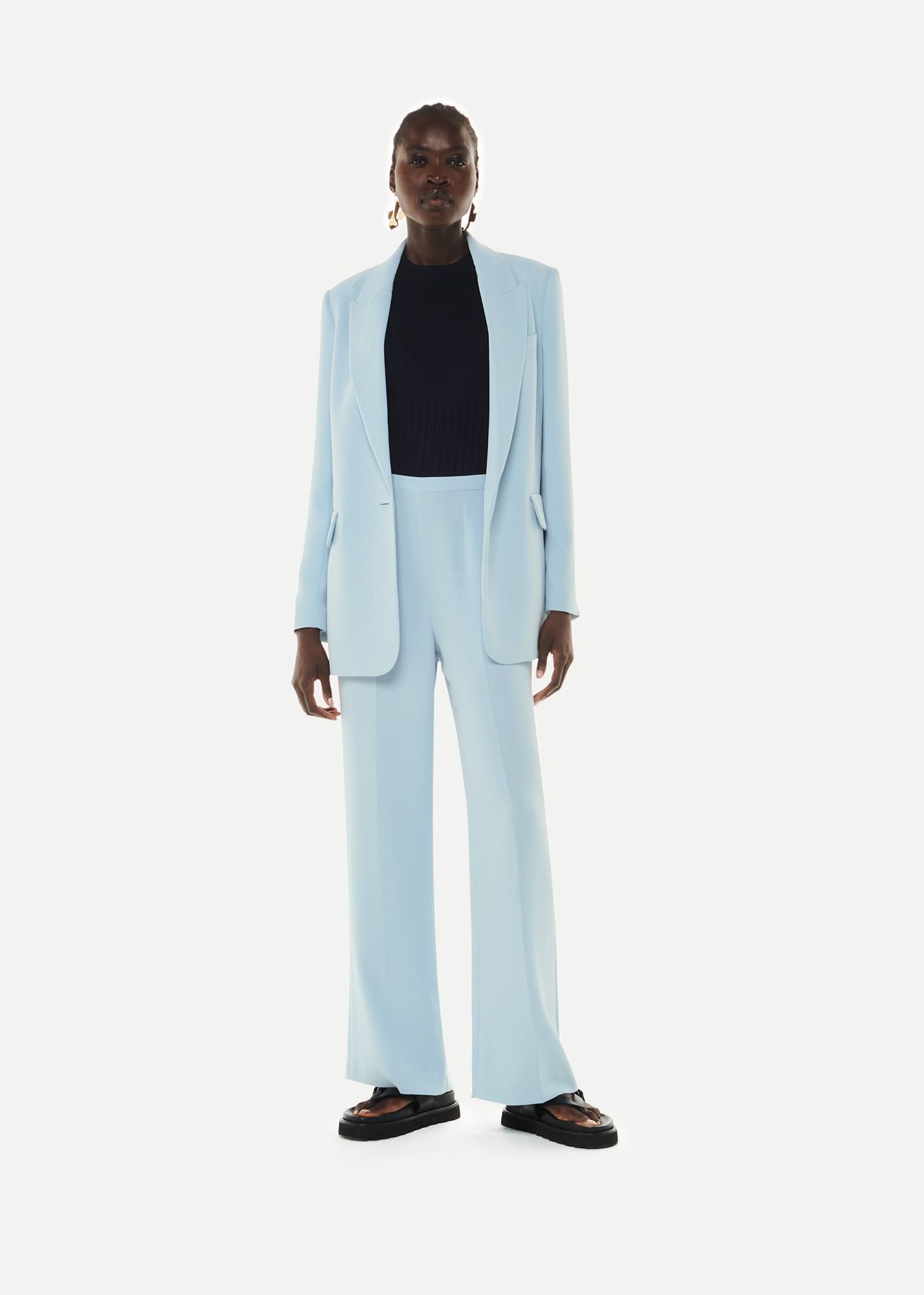 Whistles Women's Pale Blue Anna Full Length Trouser Size 6