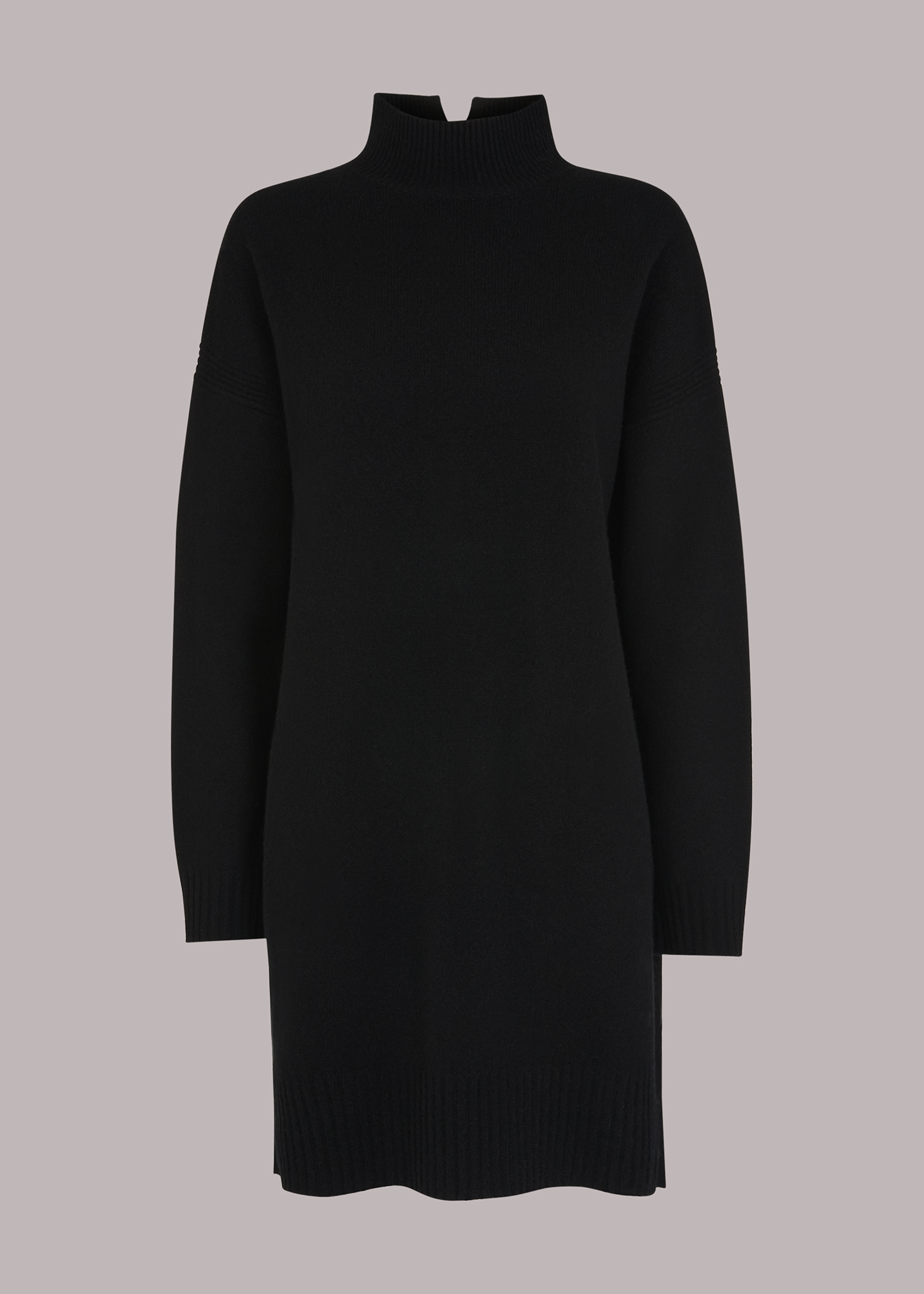 Whistles Women's Black Funnel Neck Knit Dress Size L