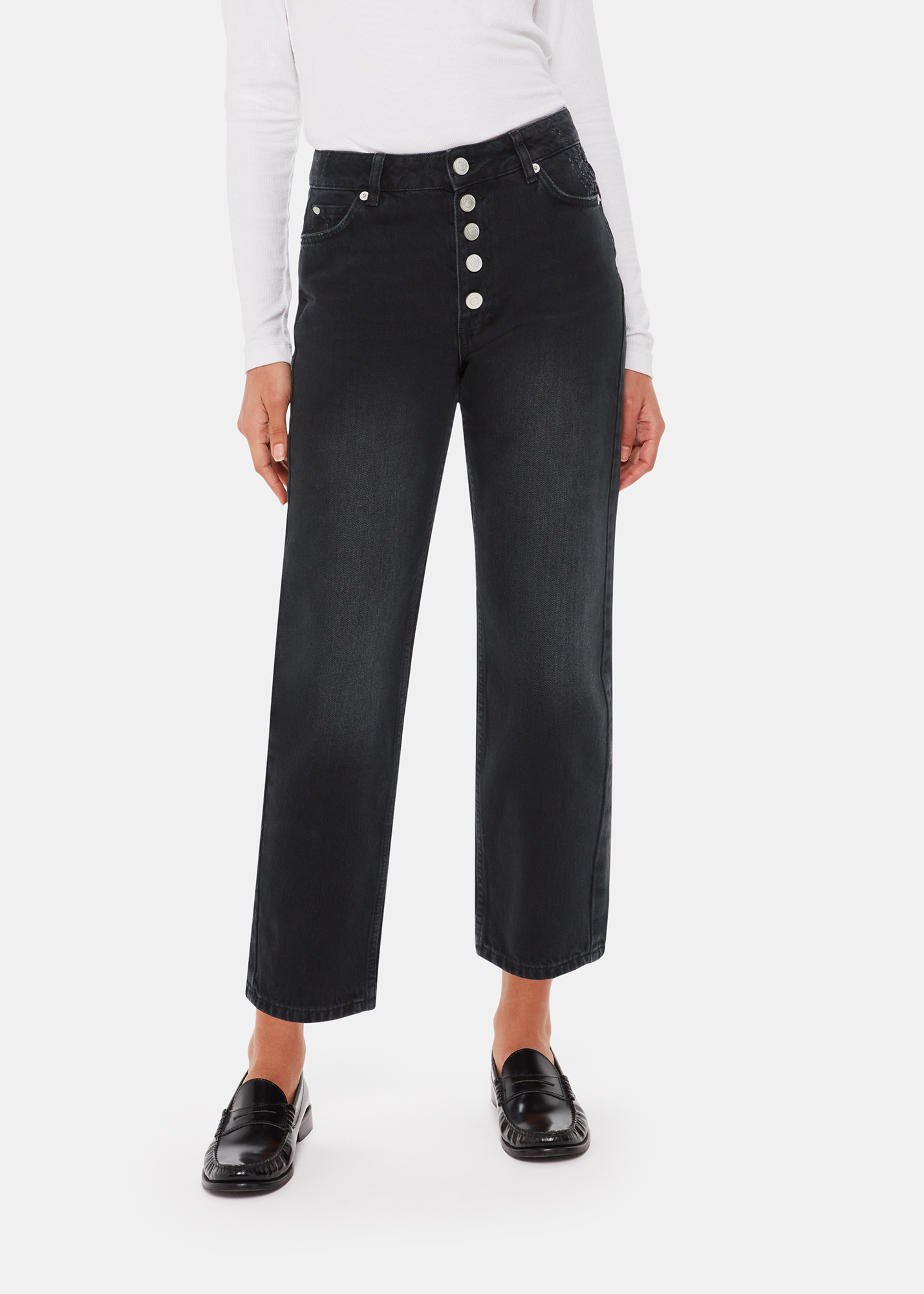 Whistles Women's Black Authentic Hollie Button Jean Size 30