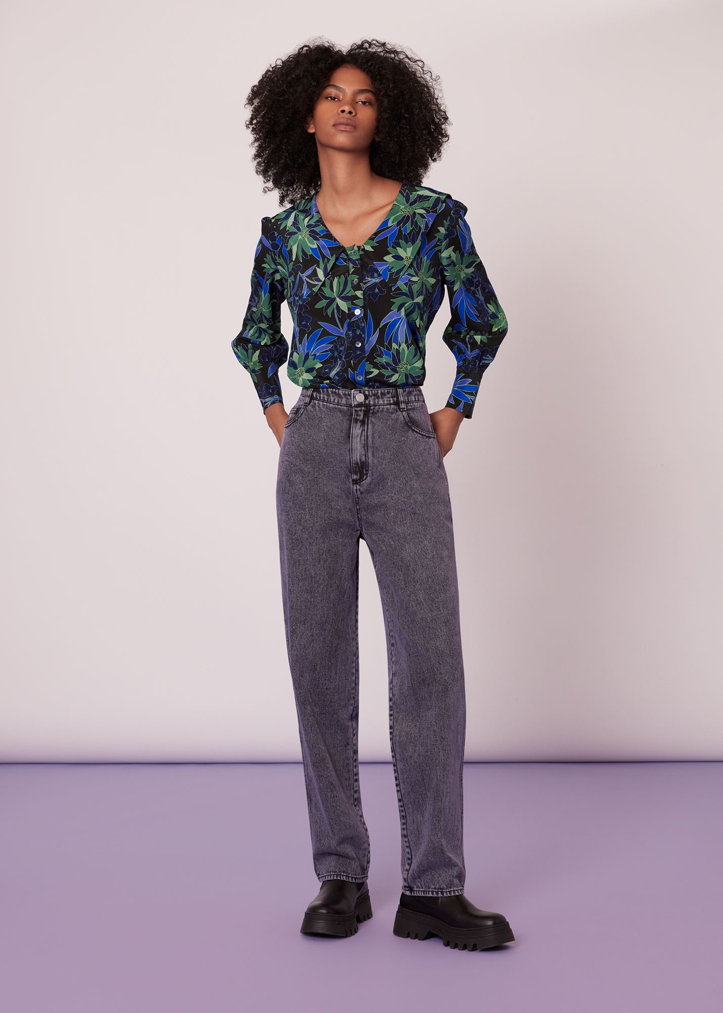 Whistles Women's Multicolour Scaling Blossom Silk Shirt Size 4