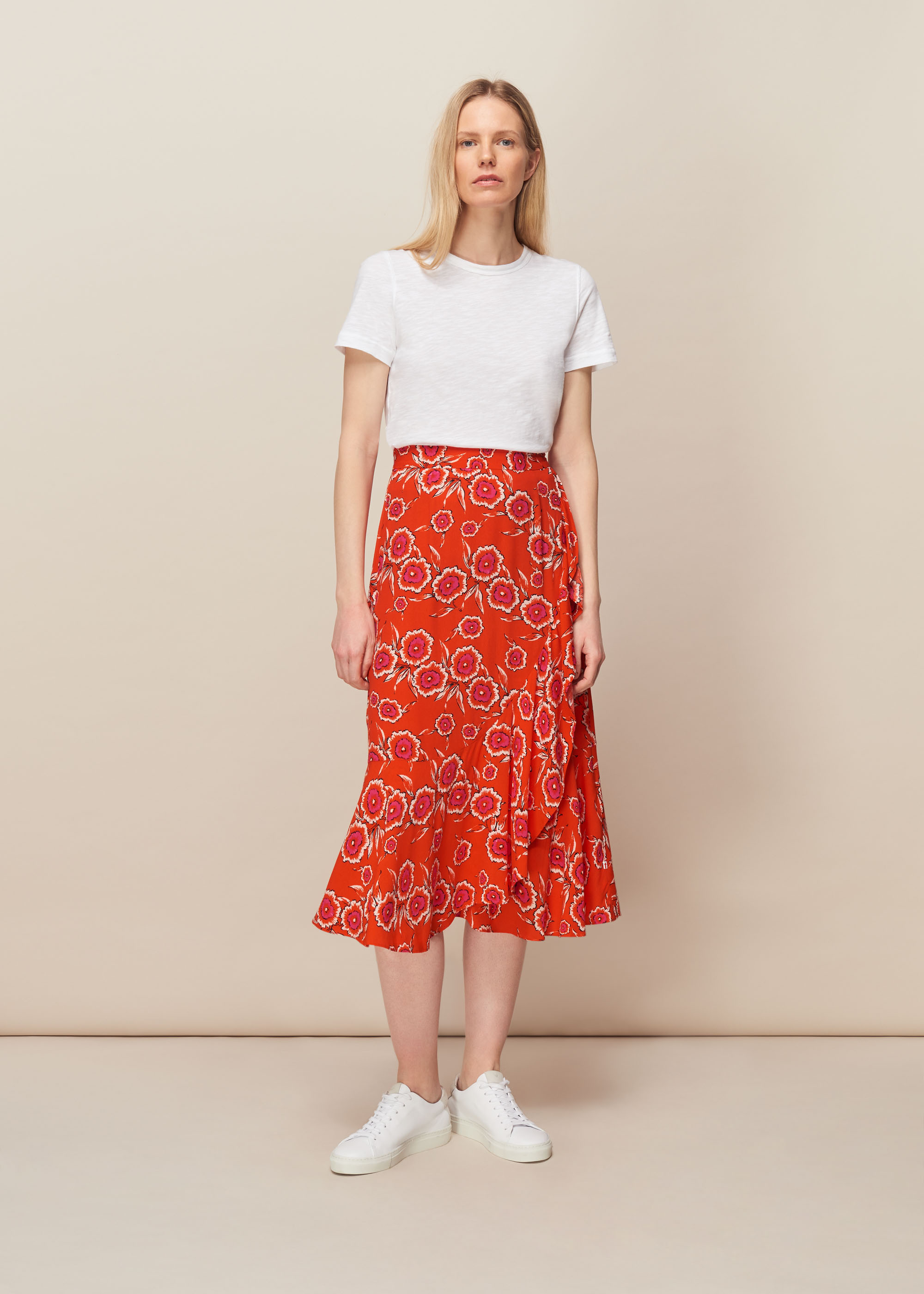 Whistles Women's Multicolour Diagonal Floral Skirt Size 6