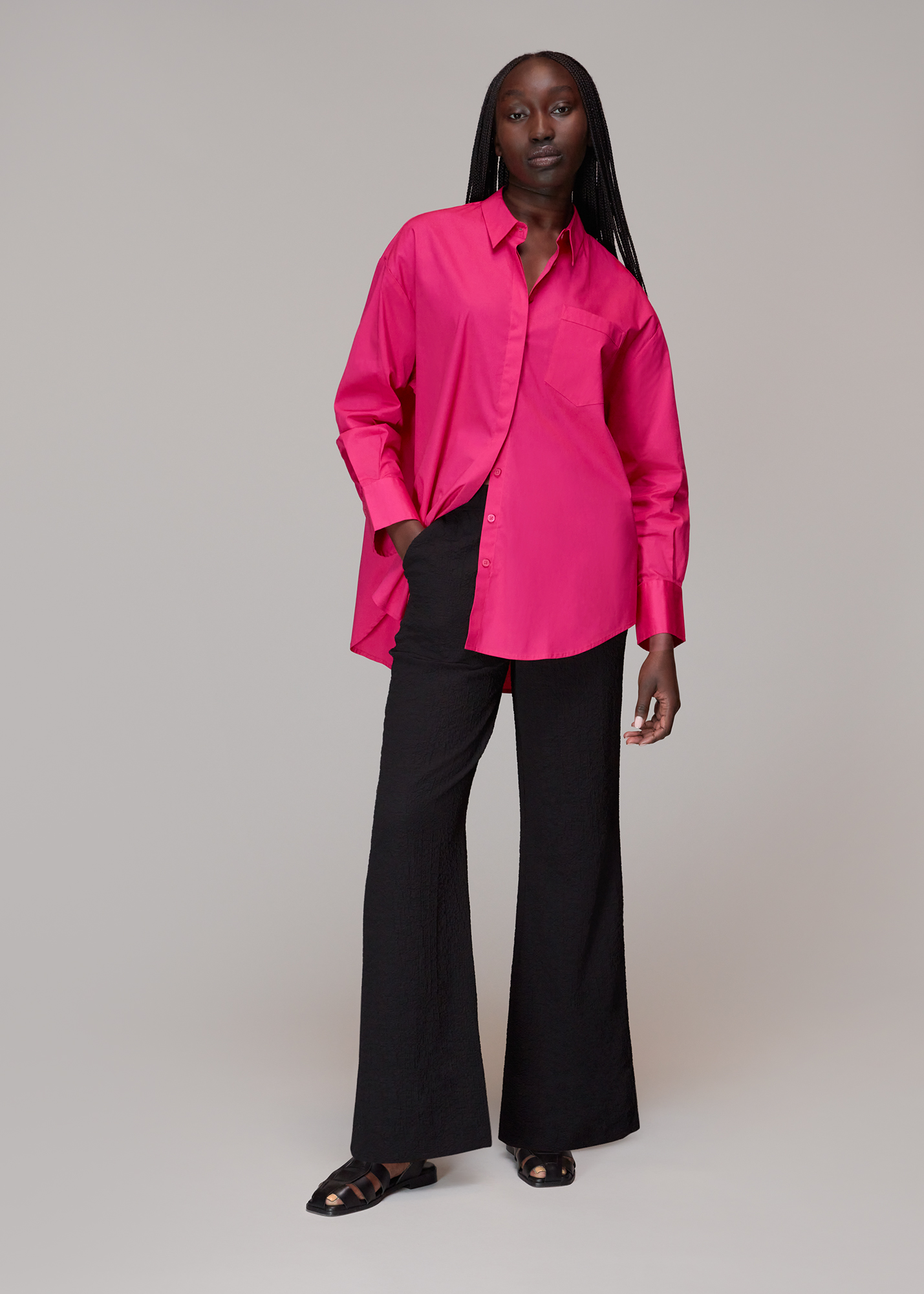 Whistles Women's Pink Oversized Button Up Shirt Size 6