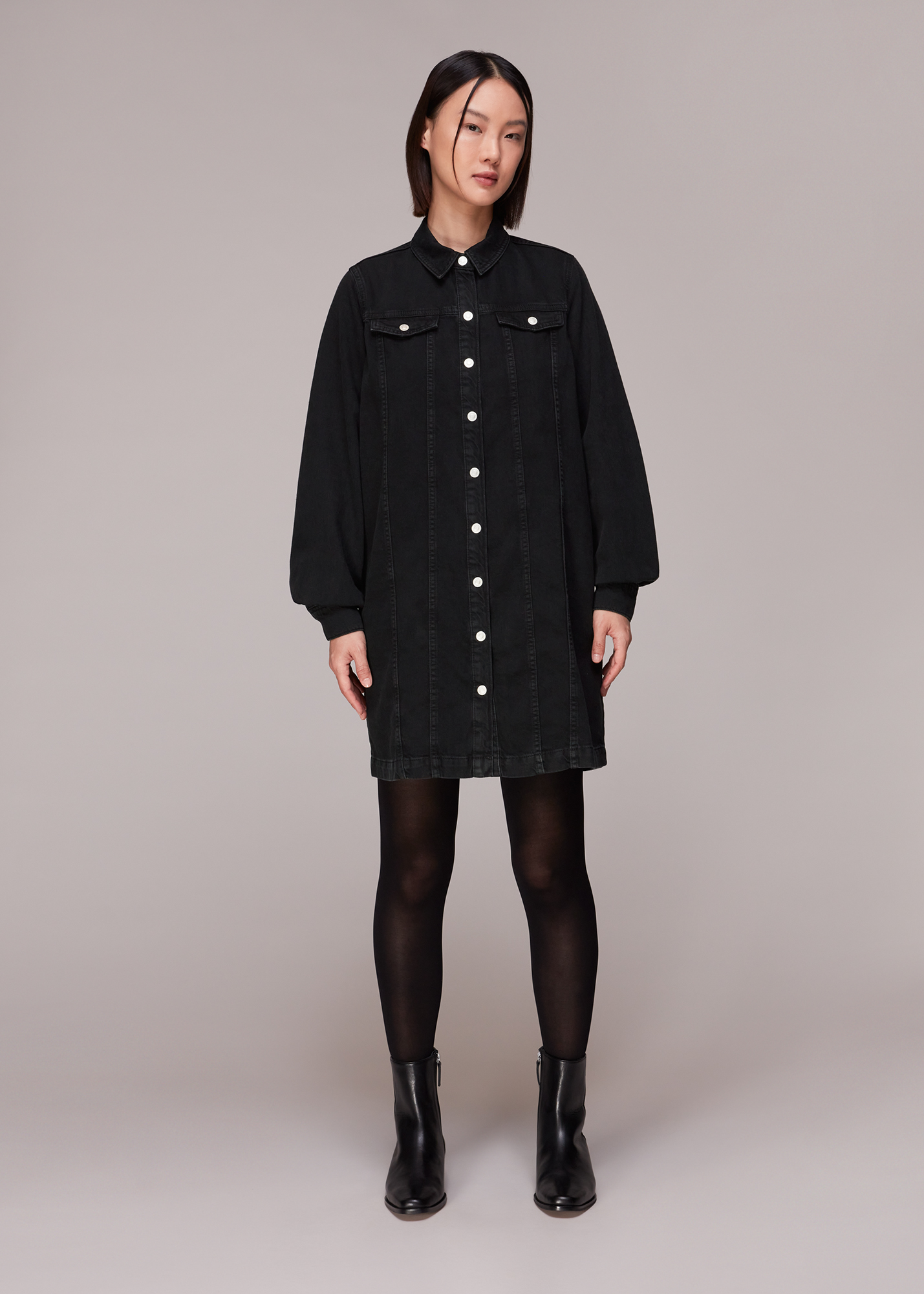 Whistles Women's Washed Black Rosanna Denim Dress Size 4