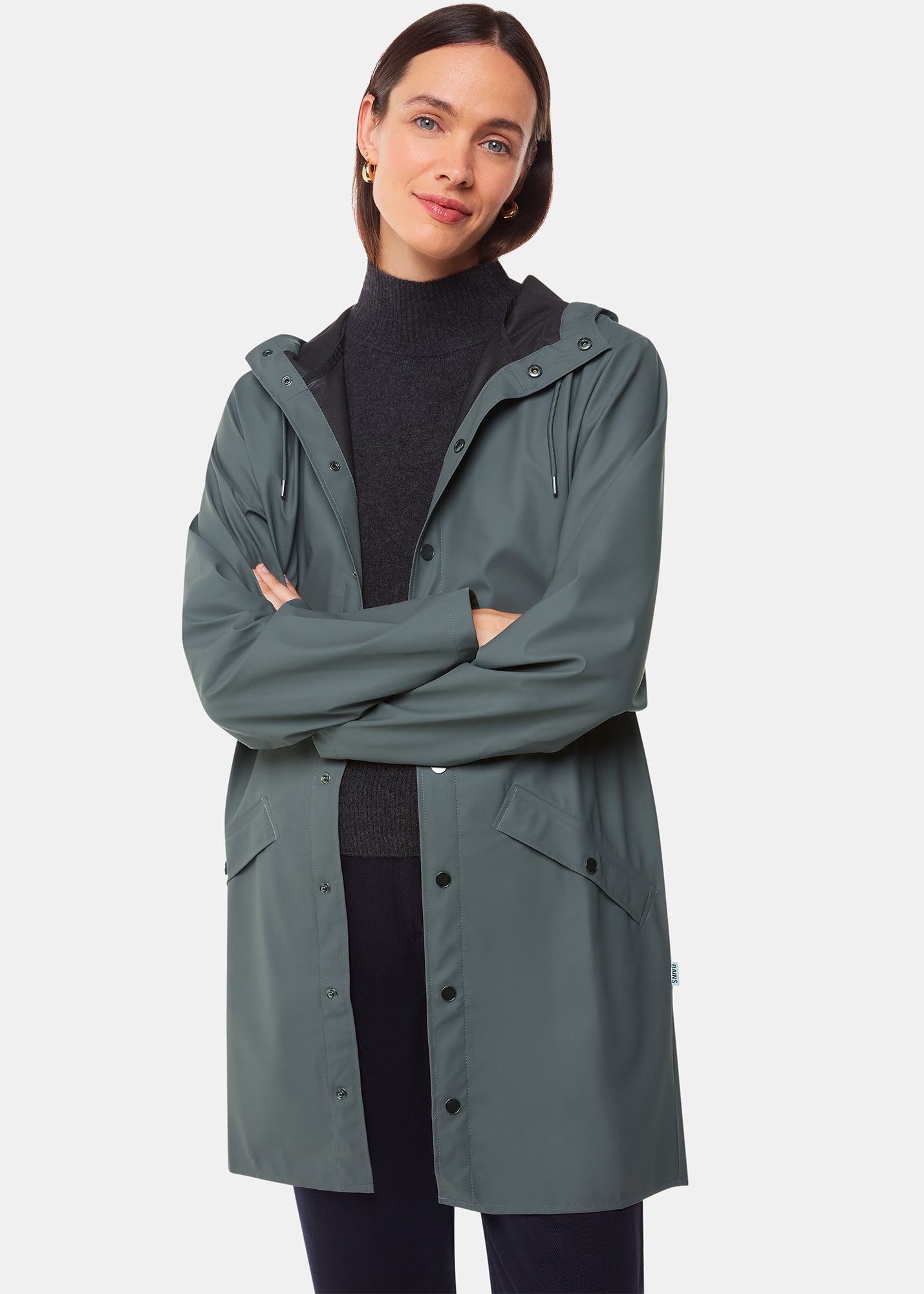 Whistles Rains Women's Dark Grey Long Jacket Size XS