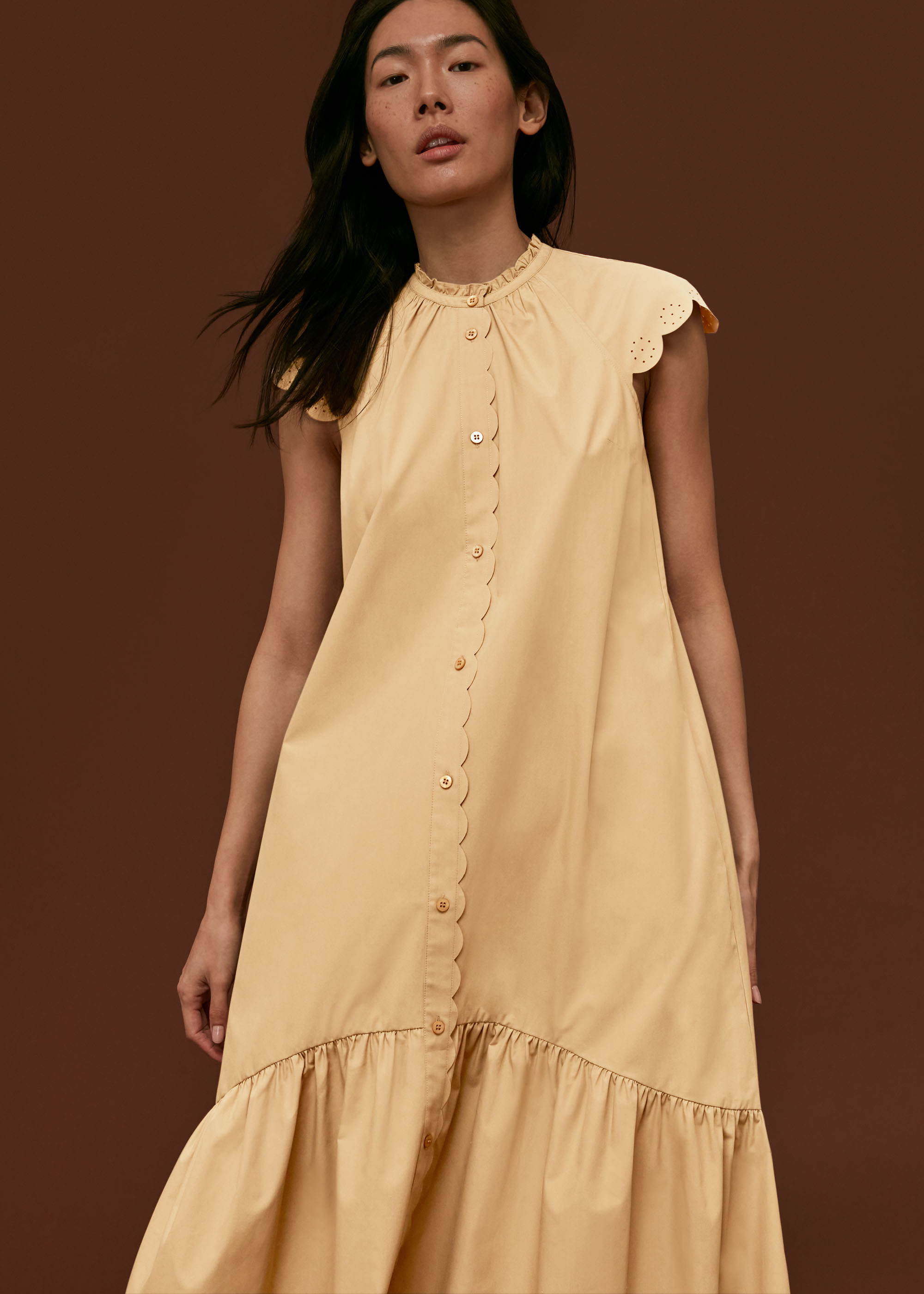 Whistles Women's Neutral Elsie Broderie Shirt Dress Size 4