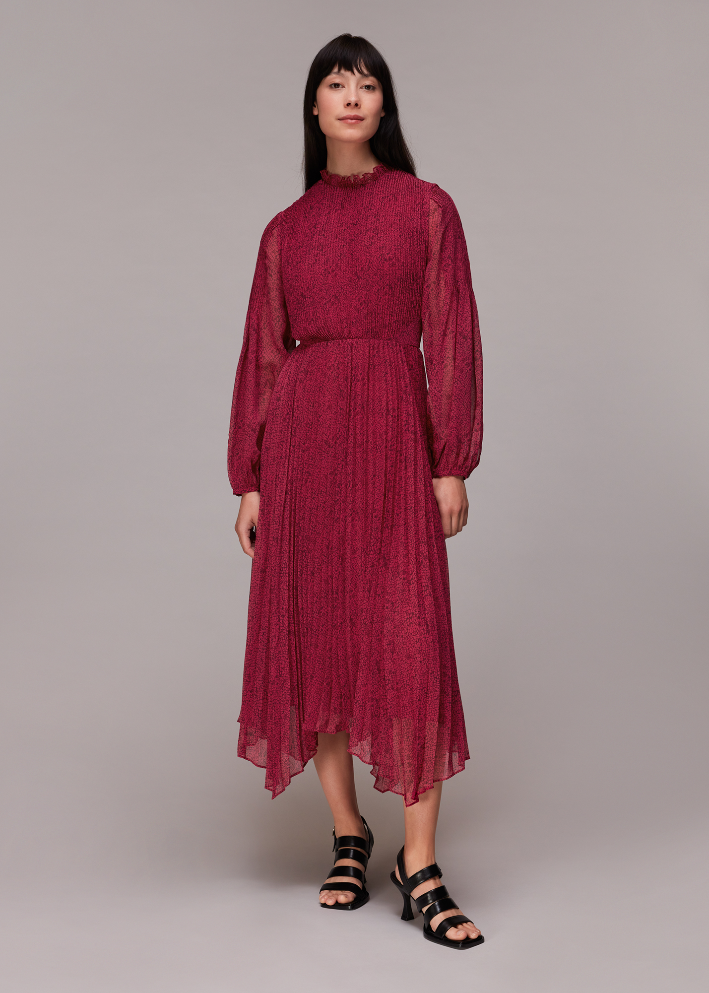 Whistles Women's Pink/Multi Abstract Snake Plisse Dress Size 6