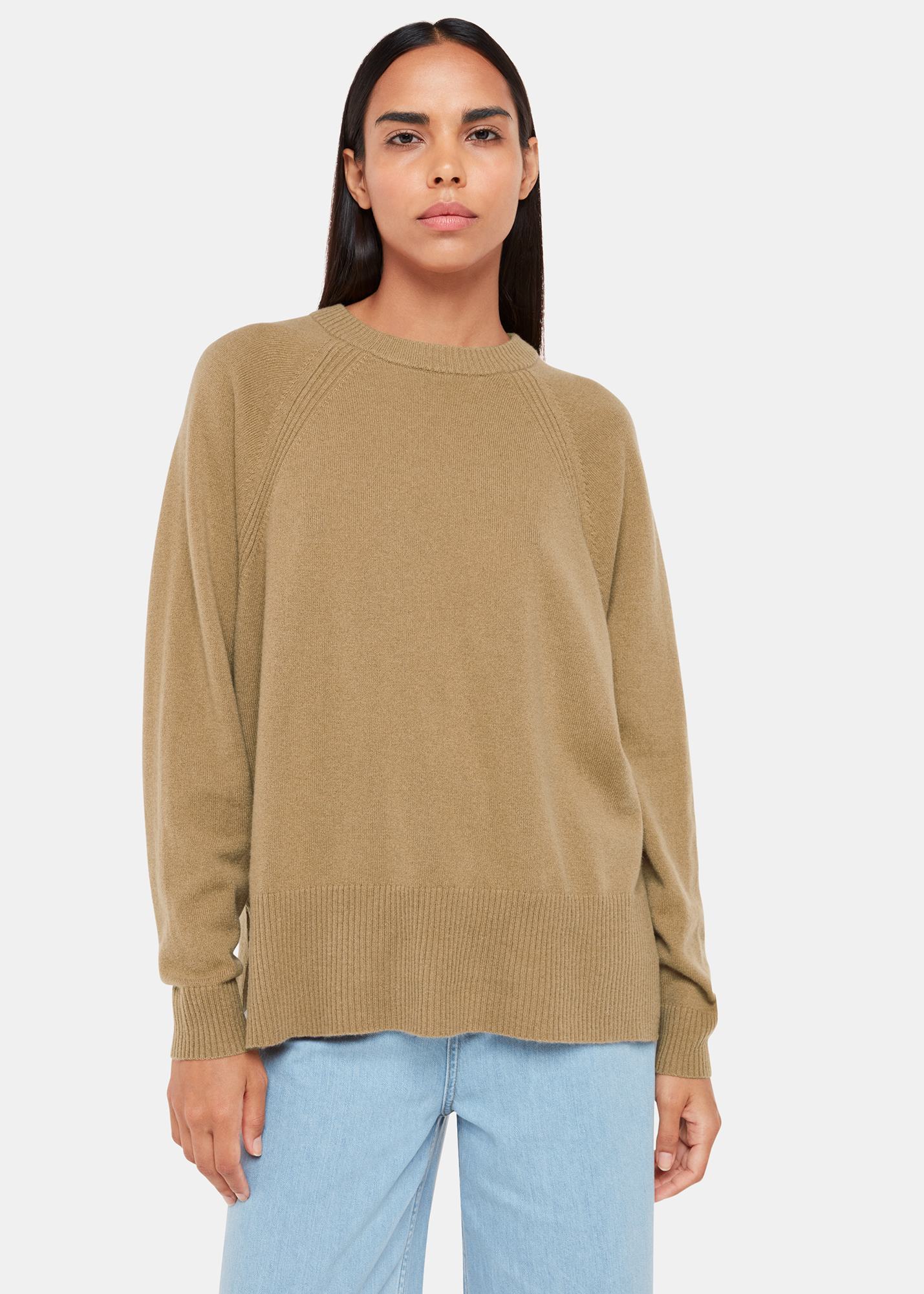 Whistles Women's Camel Ultimate Cashmere Crew Neck Size S